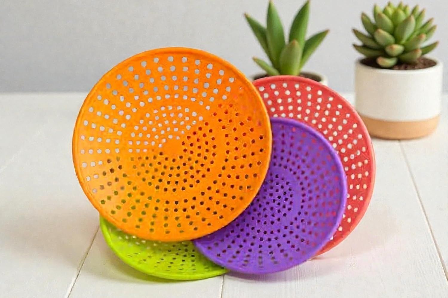 Set of 5 Round Plastic Roti Net Tray, Breathable Hot Chapati Cover Jali Net Plate Serving Set-image-28