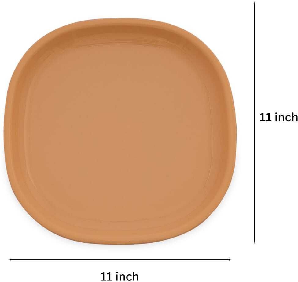 GULAAB BEIGE 4 Pieces Squre 8 inches Plates/4 Pieces squre11 inches Plates Rice Plates-image-38