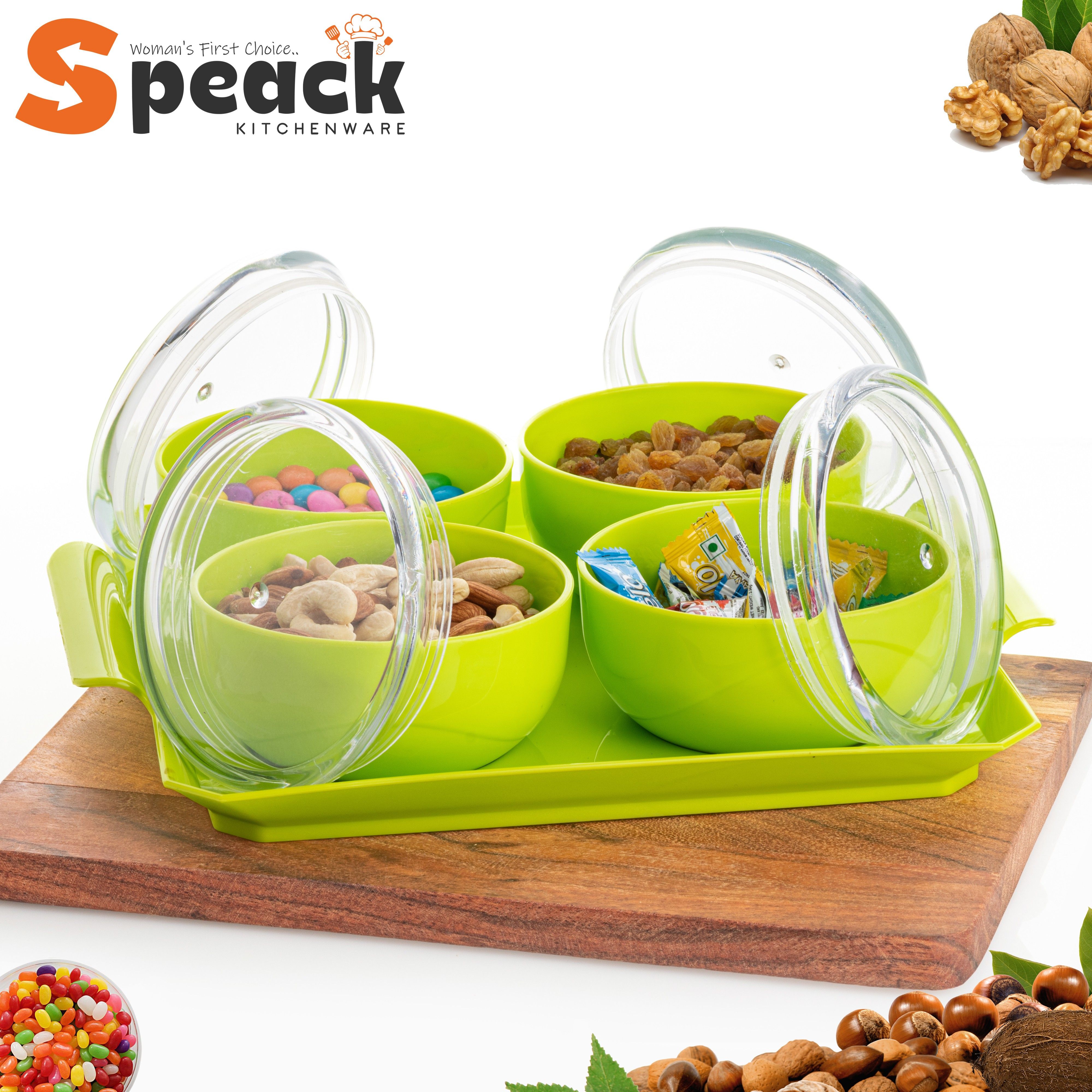 speack Woman's 1st Choice Serving Set | Bowl | Bowl Set | Airtight Container With Tray And Lid For | Aachar | Pickle | Salad | Dryfruit | Dessert | Snacks | Chocolate | Candy | Masala Bowl, Tray Serving Set-picture-19