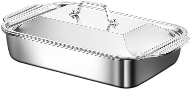 touchcart Stainless Steel Serving Tray with Lid 36x22x7 CM Tray Serving Set-picture-21