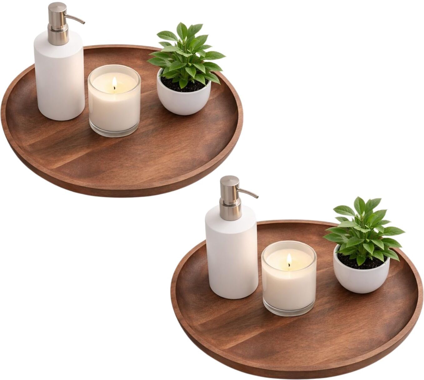 khati house Decorative Round Wood Tray, Wood Serving Tray, for Kitchen, Dining Room Tray Serving Set-picture-23