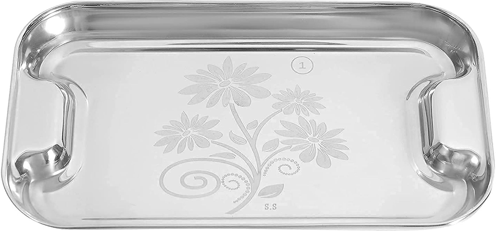 allwin Light Weight Designer Steel Tray With Elegant Flower Design Tray Serving Set-picture-25