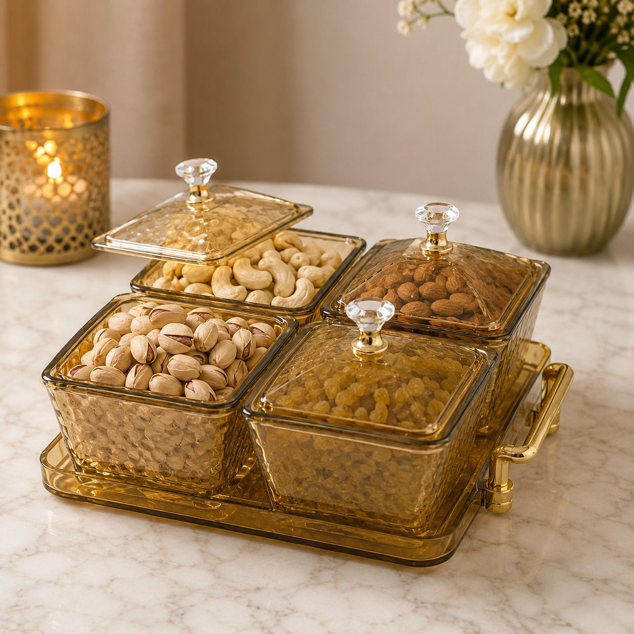 Decorative Dry Fruit Container Set for Festive Serving Bowl Serving Set-image-12