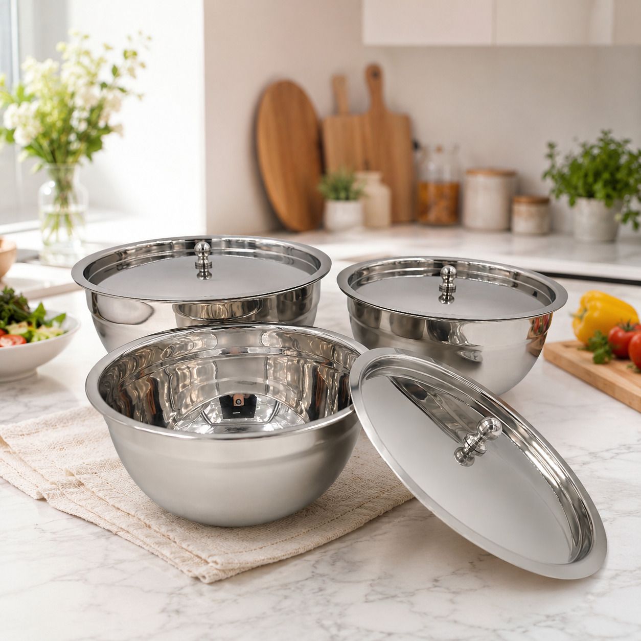 JD Enterprise Classic Stainless Steel Serving Bowl Set Bowl Serving Set-picture-0