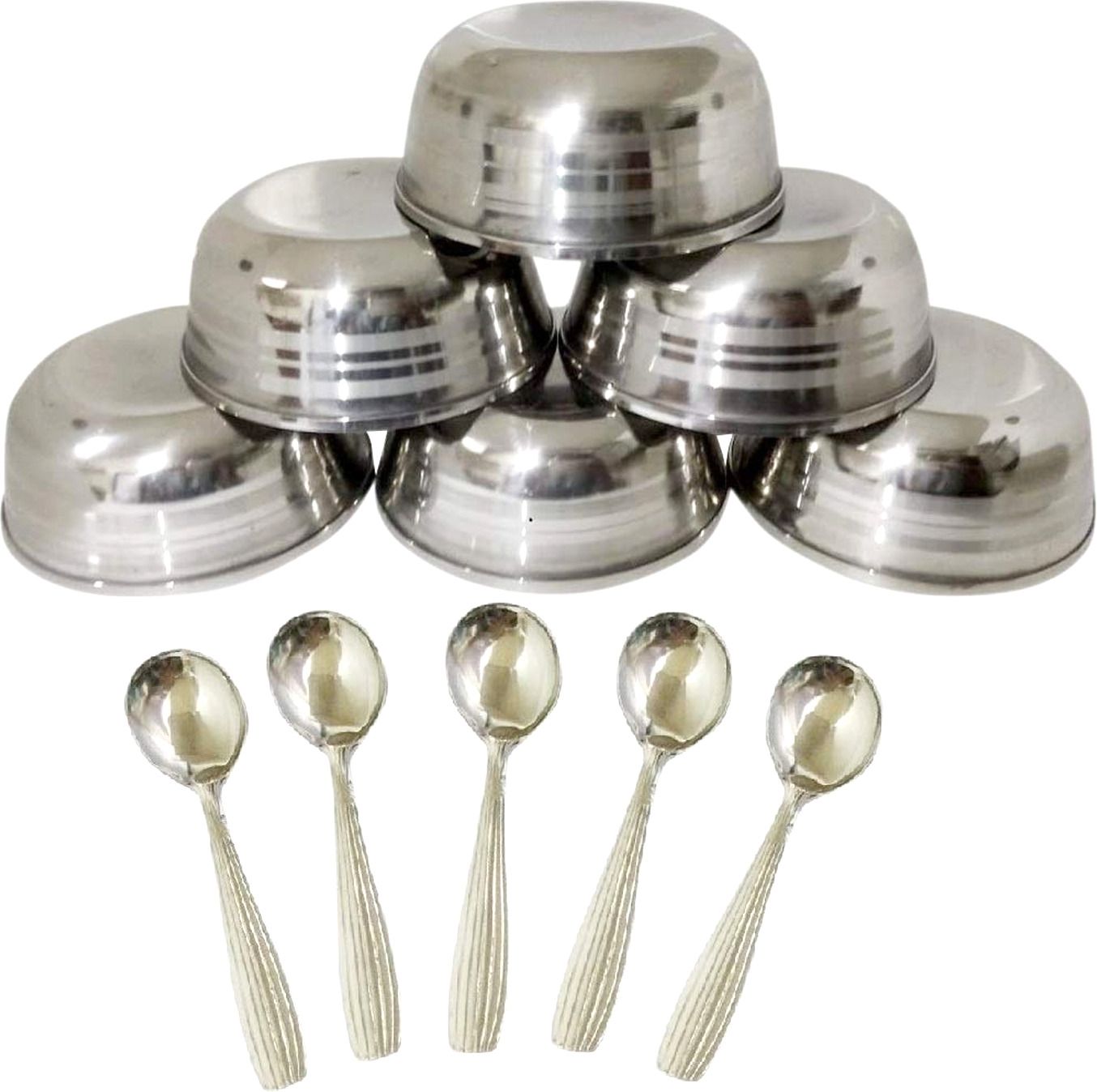 12 pcs stainless steel Daal/ soup bowls with soup spoons Bowl Serving Set