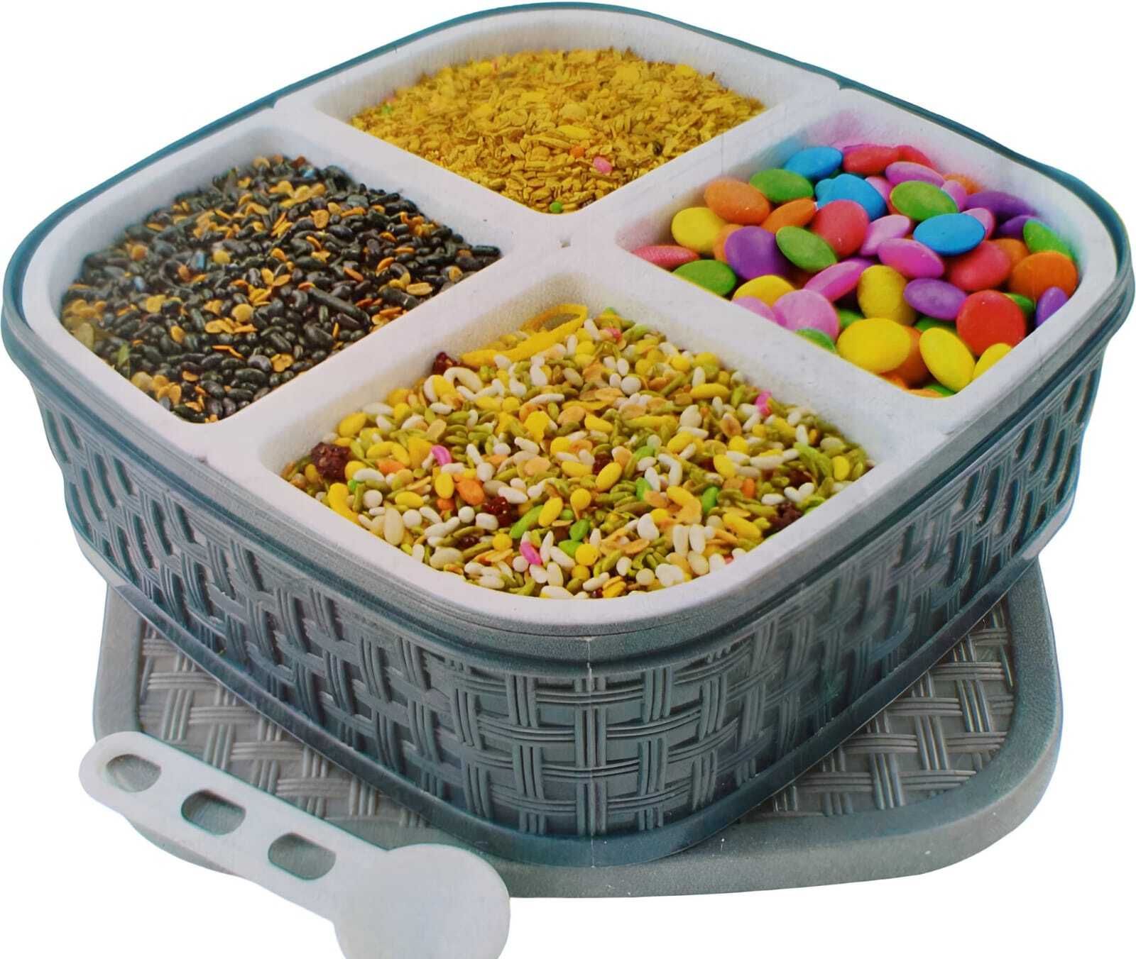 4 Sections- dry fruits containers,Storage Box for Kitchen-dry fruit box set Container Serving Set-image-13