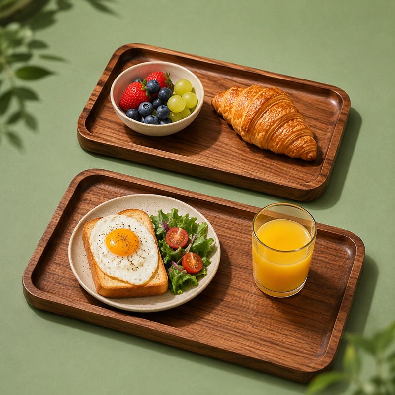 abuzarhandi Wooden Serving Tray Set of 2 – Premium Natural Wood Snack & Tea Tray Tray Serving Set-picture-44