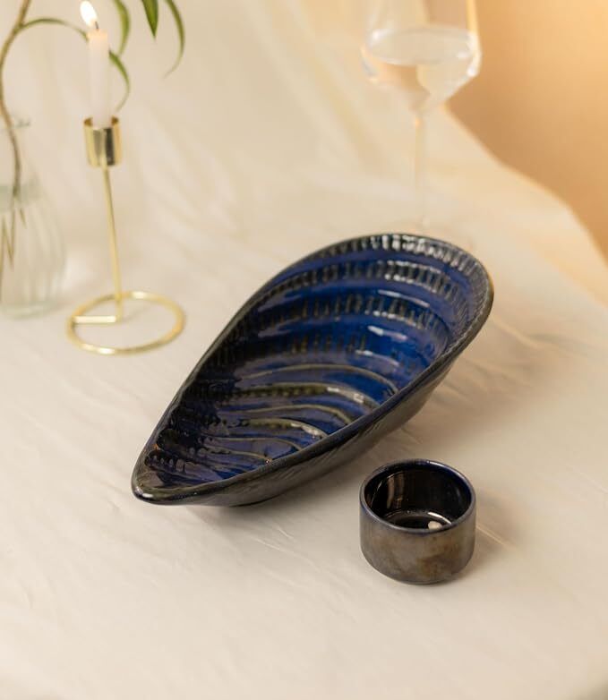 Handcrafted Ceramic Sea Shell Platter - Coastal Style Serving Tray Tray Serving Set-image-3