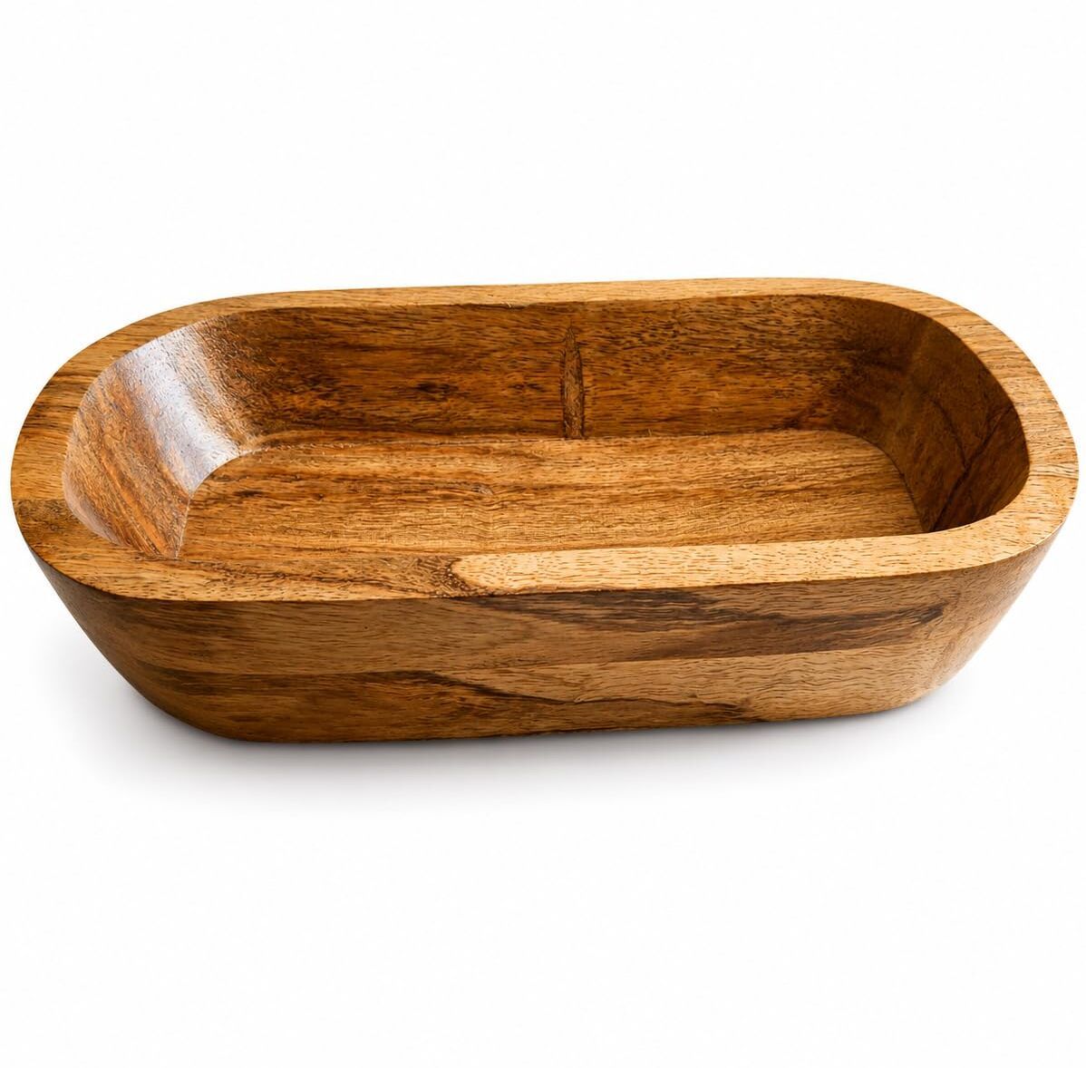 auranest decors Premium Acacia Wood Rectangular Serving Bowl for Snacks, Dry Fruits & Fruits Tray Serving Set-picture-3
