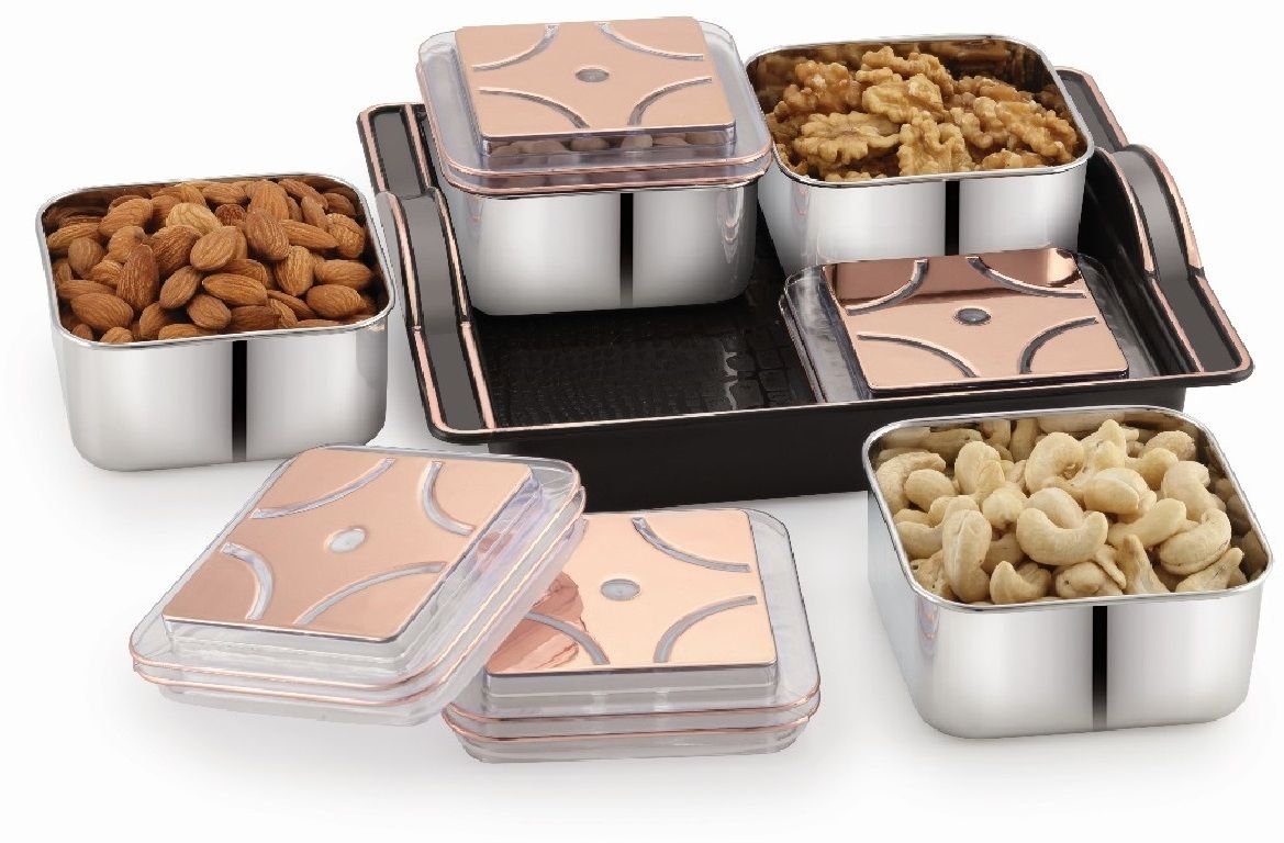 - Super Steel 4 Multipurpose Set - 4 Stainless Steel Bowls With Tray - Gifting Bowl, Tray Serving Set-image-11