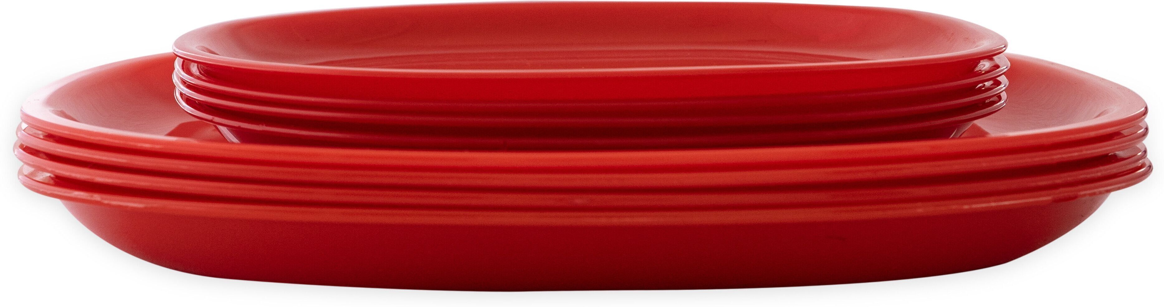 gepenterprises Red 11 Inch (4 Full) & 8 Inch (4 Half) Square Plastic Dinner Plate Serving Set-picture-12