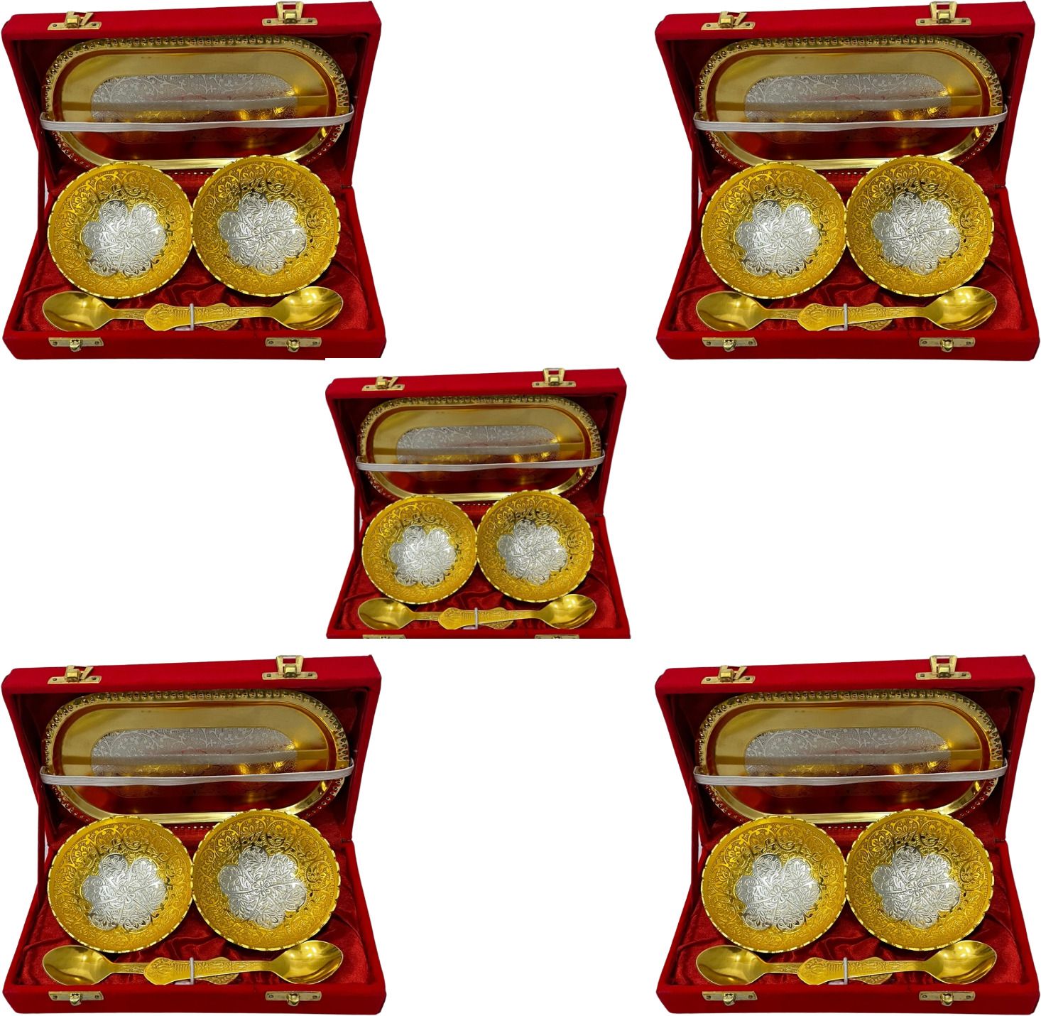 the healing store GERMAN BOWL Silver and Gold Plated Bowl Set with Serving Spoons and Trays Bowl, Spoon, Tray Serving Set-picture-24