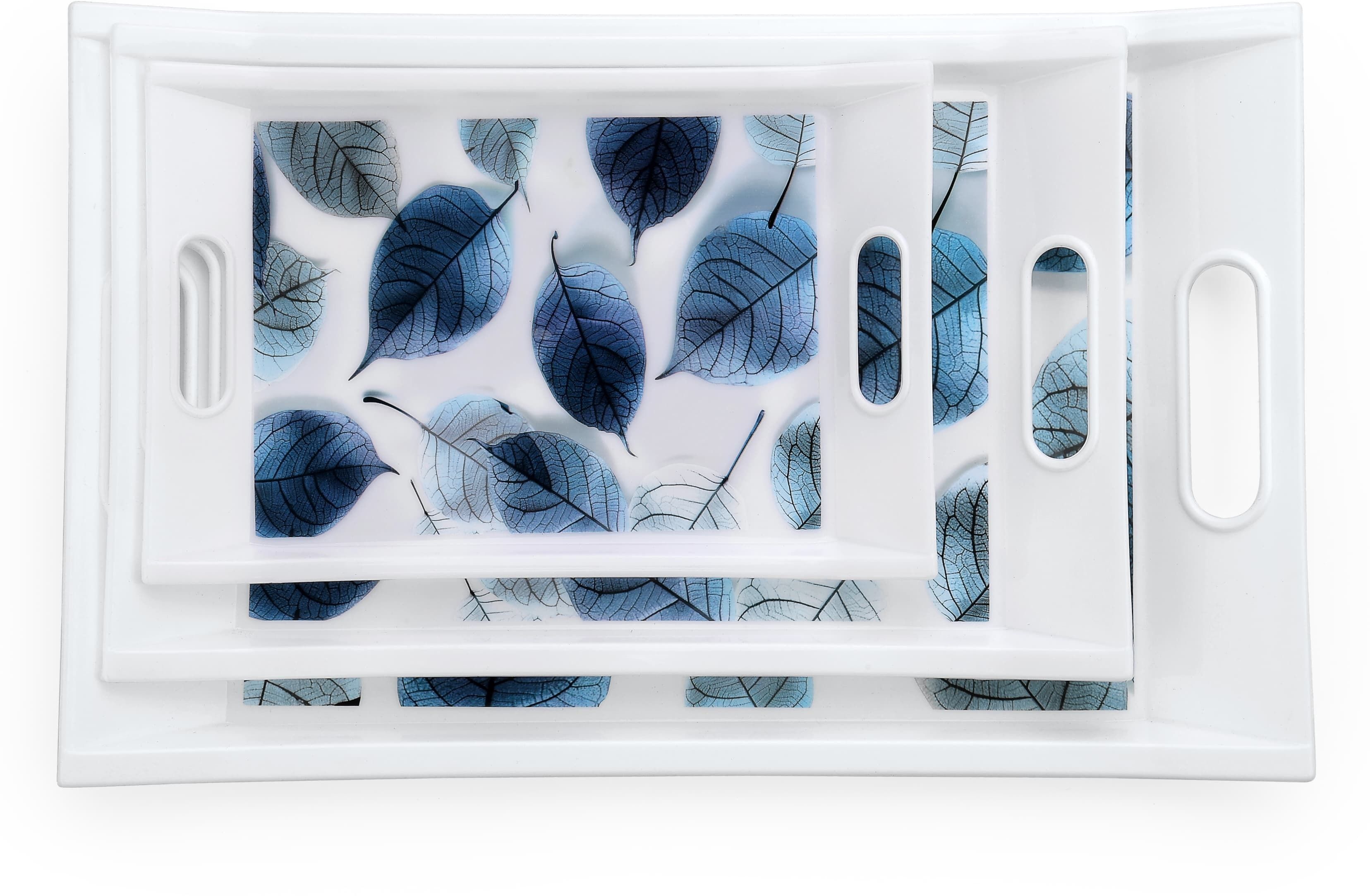 unicept Serving Tray Set with Square Shape,Printed Design,Natural-Large, Medium, Small Tray Serving Set-picture-30