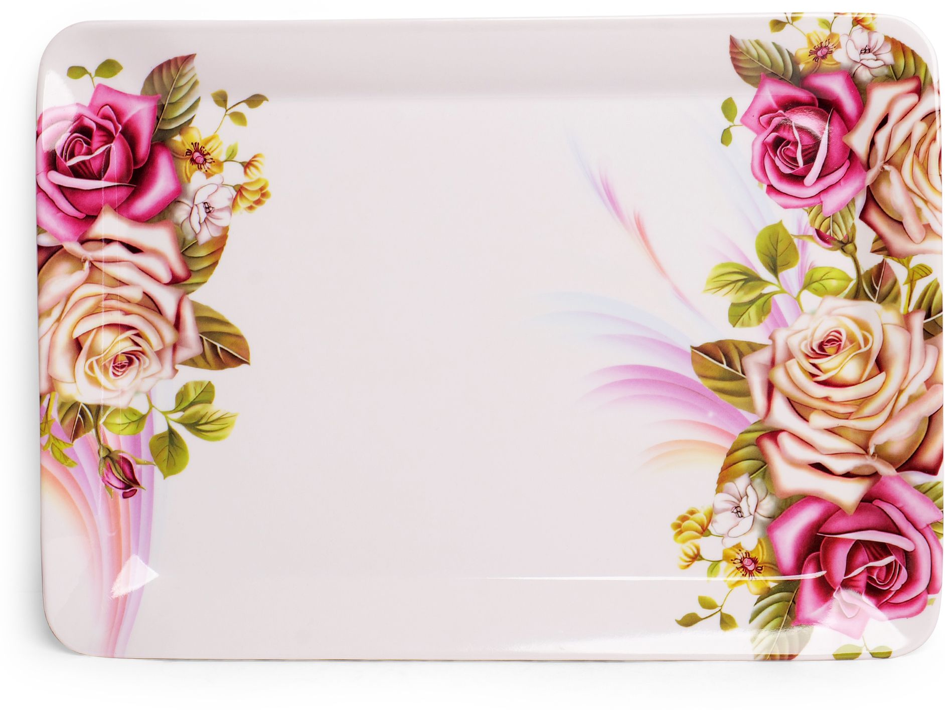 | Multicolor Floral Design | Ideal Tray For Serving Snacks / Tea / Coffee Tray Serving Set-image-48