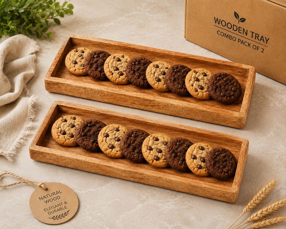 abuzarhandi Wooden Serving Tray Set of 2 – Premium Natural Wood Snack & Tea Tray Tray Serving Set-picture-21