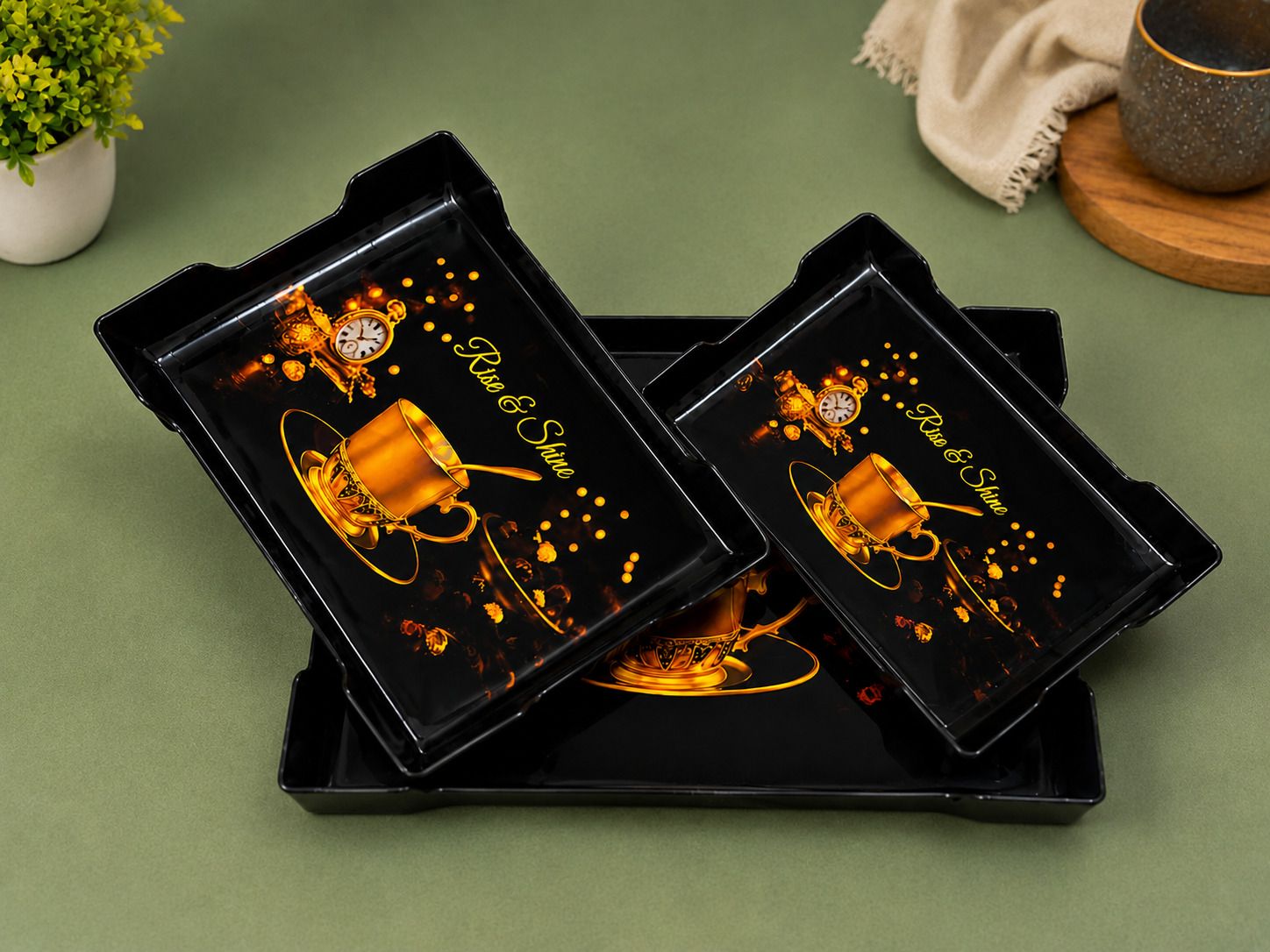 Luxury Printed Serving Tray Set of 3 for Everyday Kitchen Use Tray Serving Set-image-8