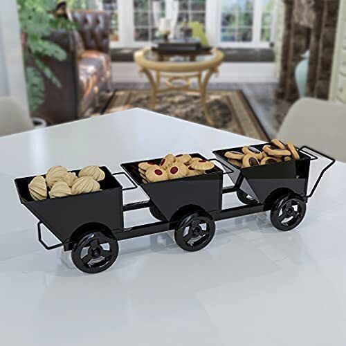bogenlite Metal Shopping Cart Shape Platter Trolley for Table Serving Platter Kitchen Tray Serving Set-picture-22