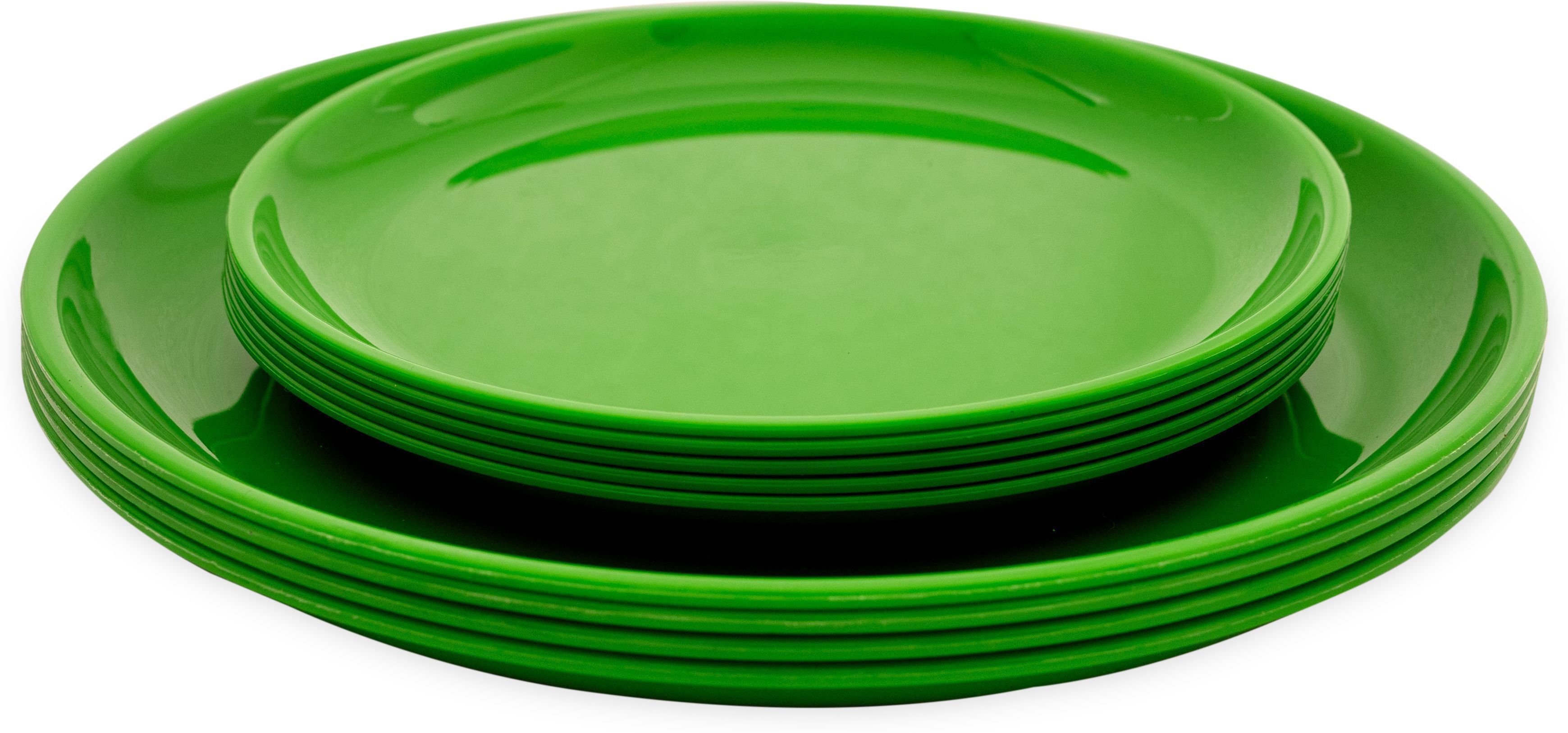 GULAAB 4 Pieces GREEN Round 8 inches Plates/4 Pieces Round 11 inches Plate Rice Plates-image-1