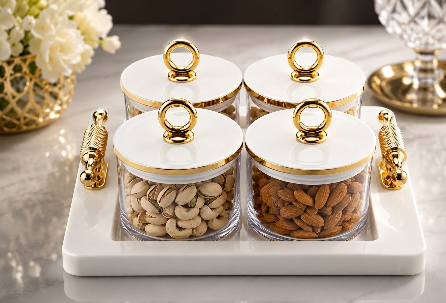 - Super Vintage 4 Multipurpose Set - 4 Bowls With Serving Tray - Silicon Ring Bowl, Tray Serving Set-image-18