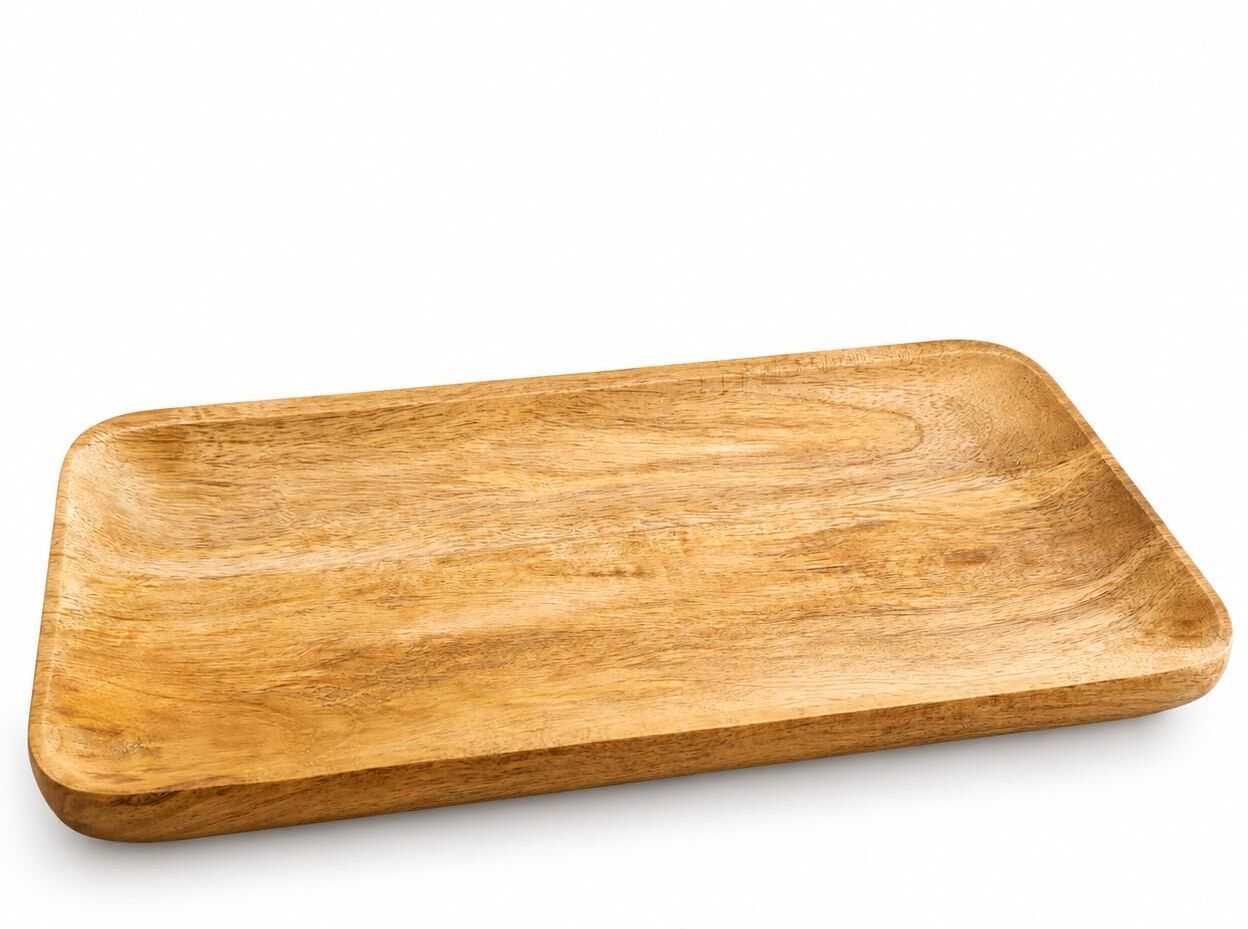 auranest decors Premium Acacia Wood Rectangular Serving Tray for Snacks, Fruits & Appetizers Tray Serving Set-picture-2