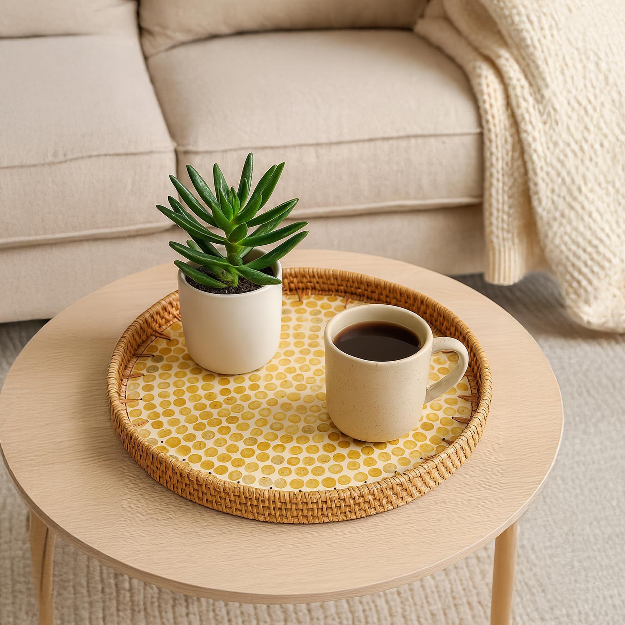 habere india Rattan Decorative Tray for Serving, Gifting, and Home Display Tray Serving Set-picture-13
