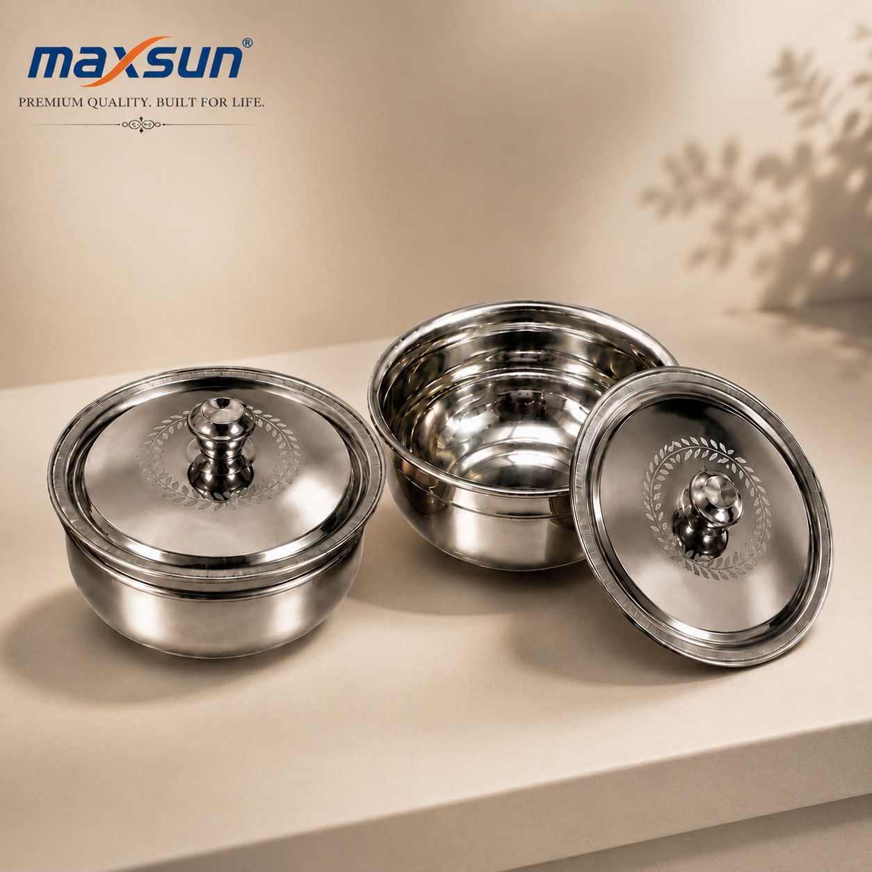 Premium Steel Serving Bowl with Lid 500 ml Mirror Finish Kitchenware Container Serving Set-image-16