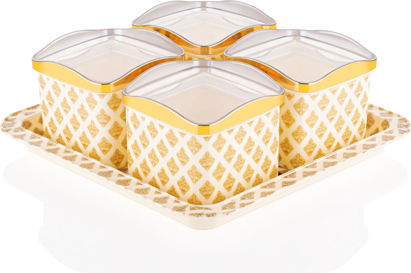 MERRY GOLD SQUARE 4PCS. Bowl, Tray Serving Set