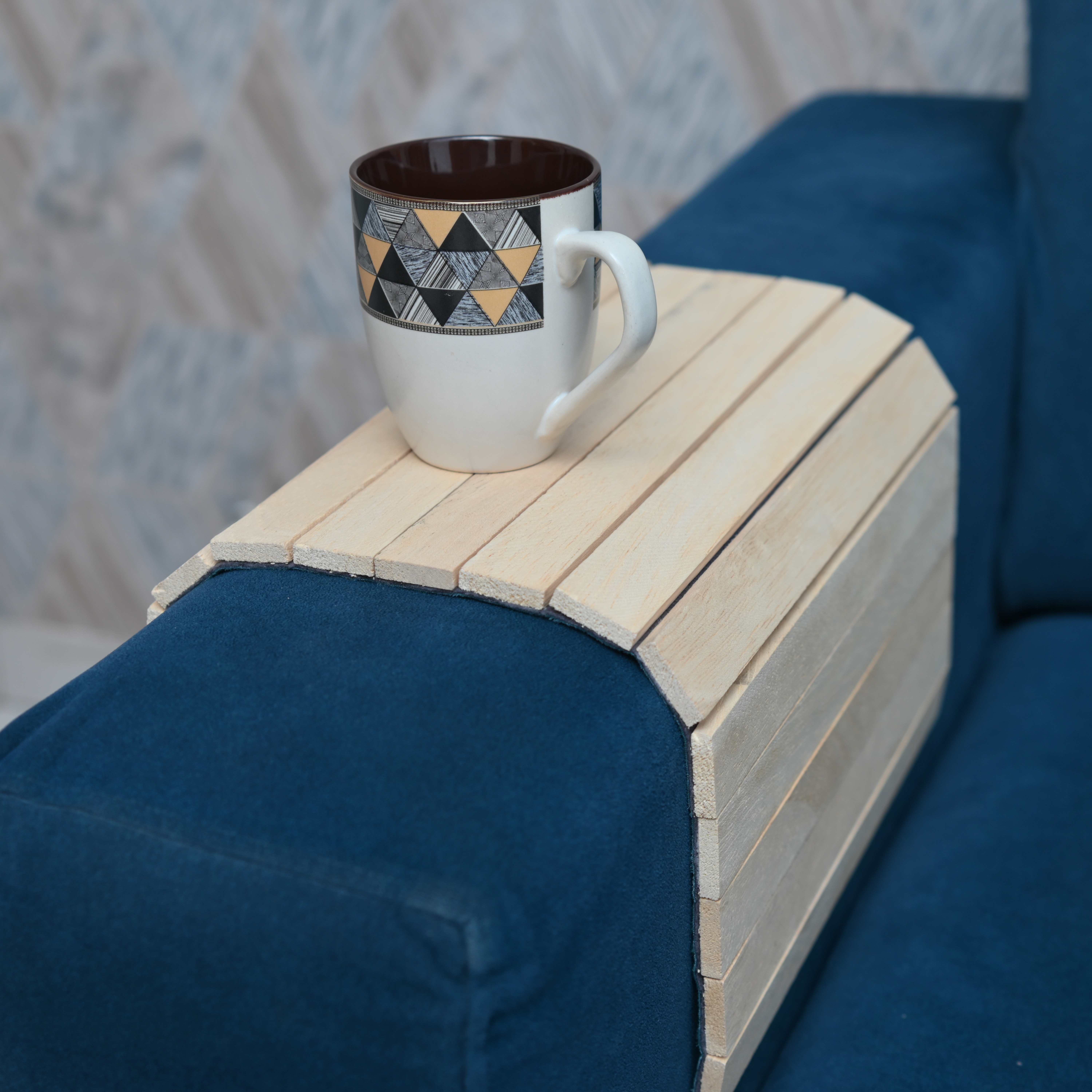 homix Handmade Wooden Sofa Armrest Tray Foldable & Rollable Mat Dining Table Arm Tray Tray Serving Set image 1