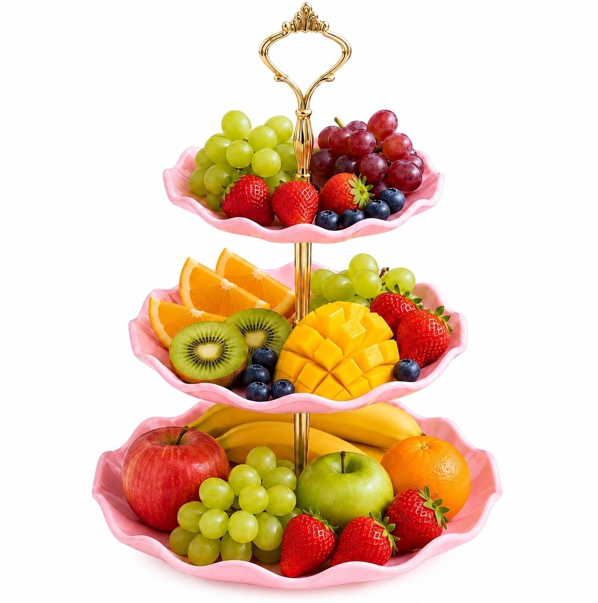 wtech Three Layer Plate Pink Tray Serving Set-picture-16