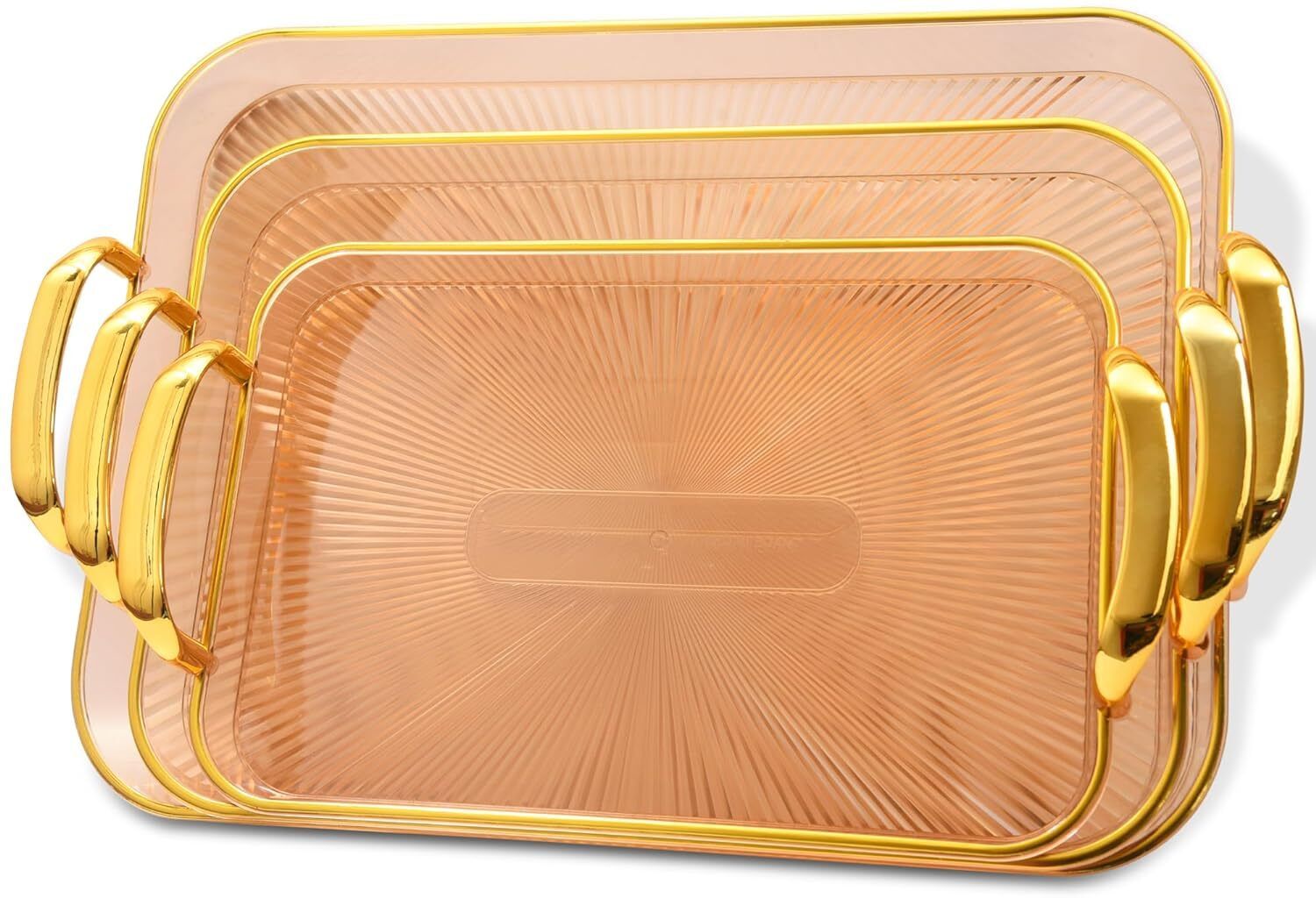 Clear Food Serving Tray with Gold Handles Set of 3 and Serving Tray for Snack Tray, Glass, Cup Serving Set-image-12