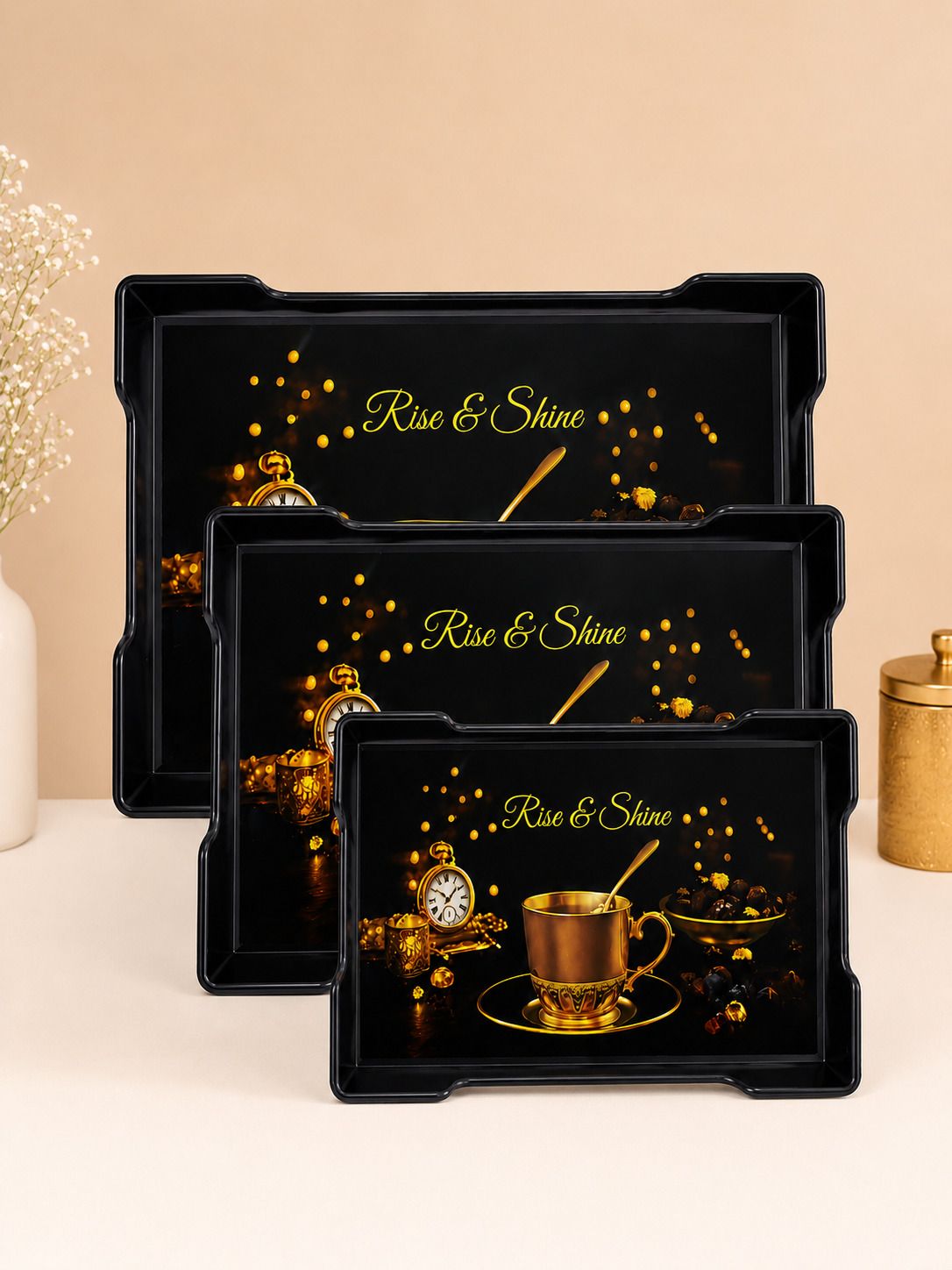 Multipurpose Rectangle Serving Tray Set for Home Office and Restaurant Tray Serving Set-image-6