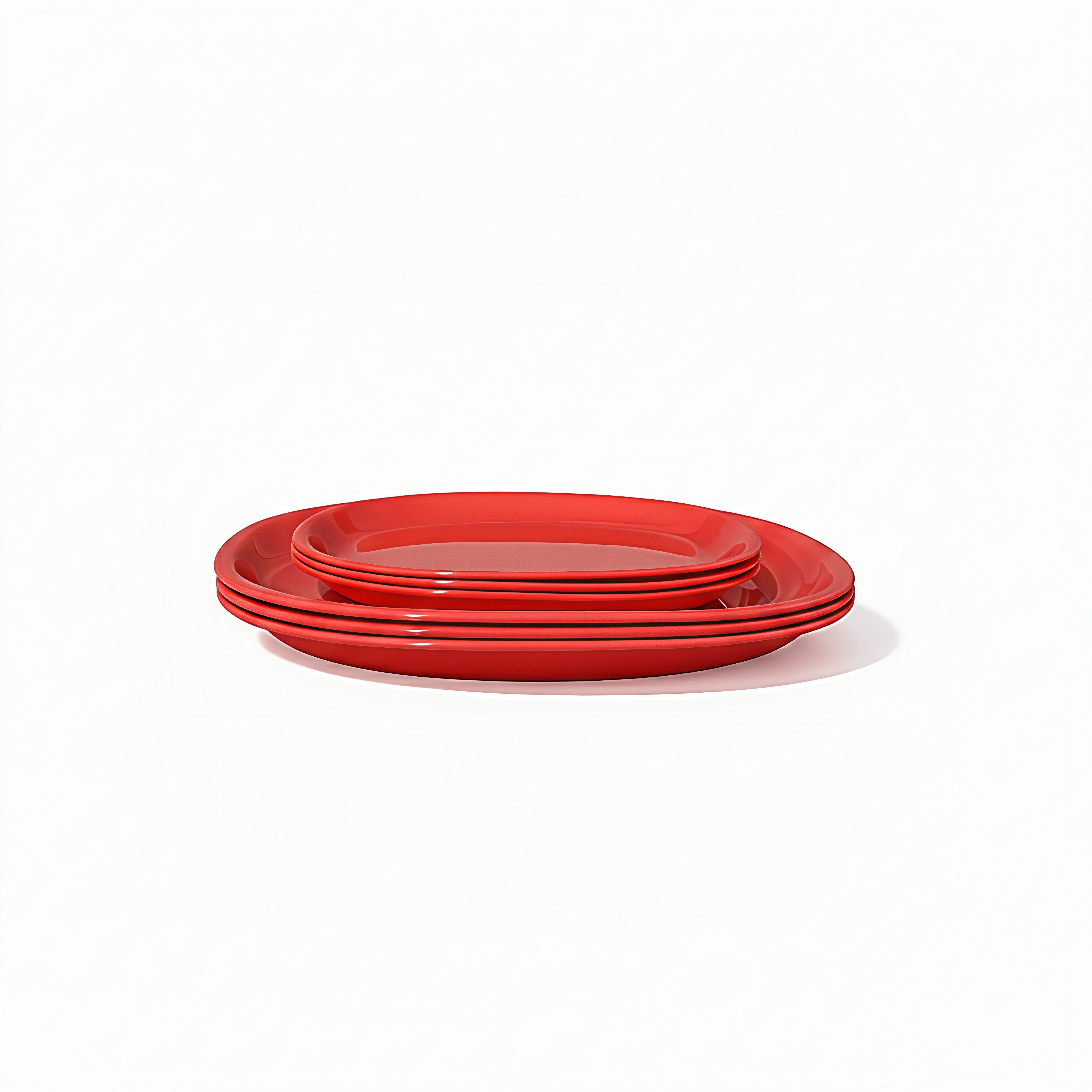 Red Square Dinner Plate Set 3 Big 11 Inch & 3 Small 8 Inch Dinner Plate-image-47