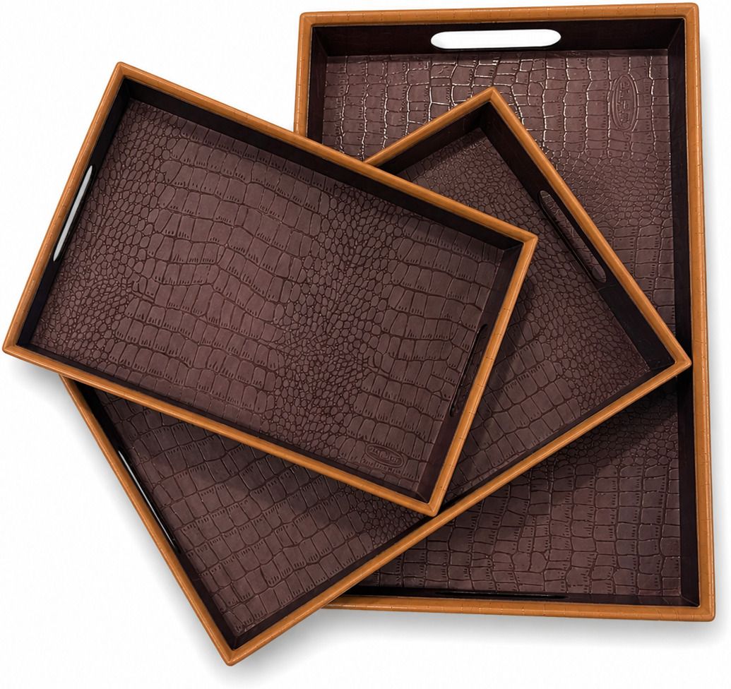 ashlas 3 Pcs Plastic Serving Tray Set with Handle for Snacks, Breakfast & Serving Tray Serving Set-picture-16