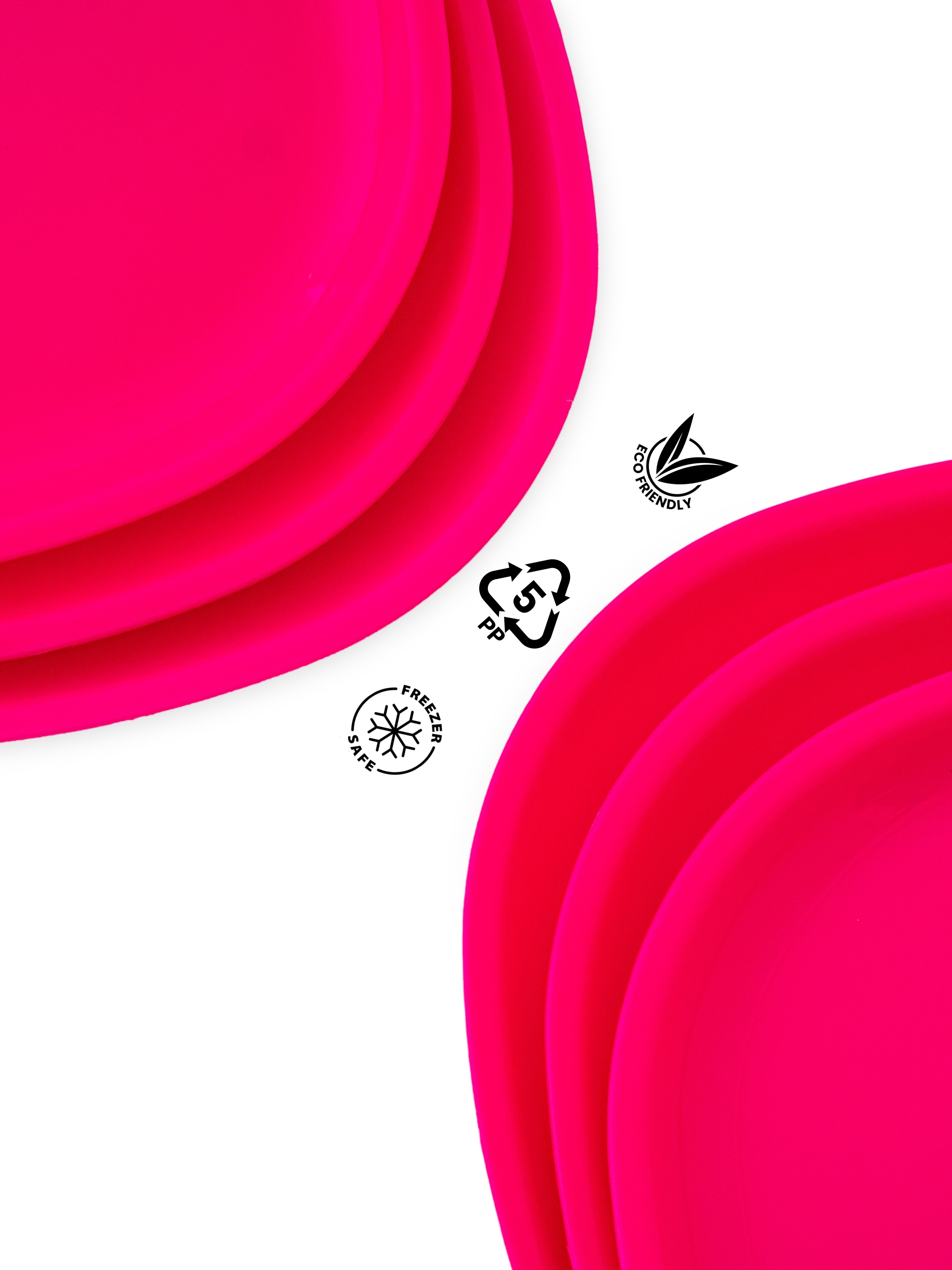 GULAAB' Plastic Plate Pink -Set Of 03 | Safe Snack Rice Plate Rice Plates-image-7