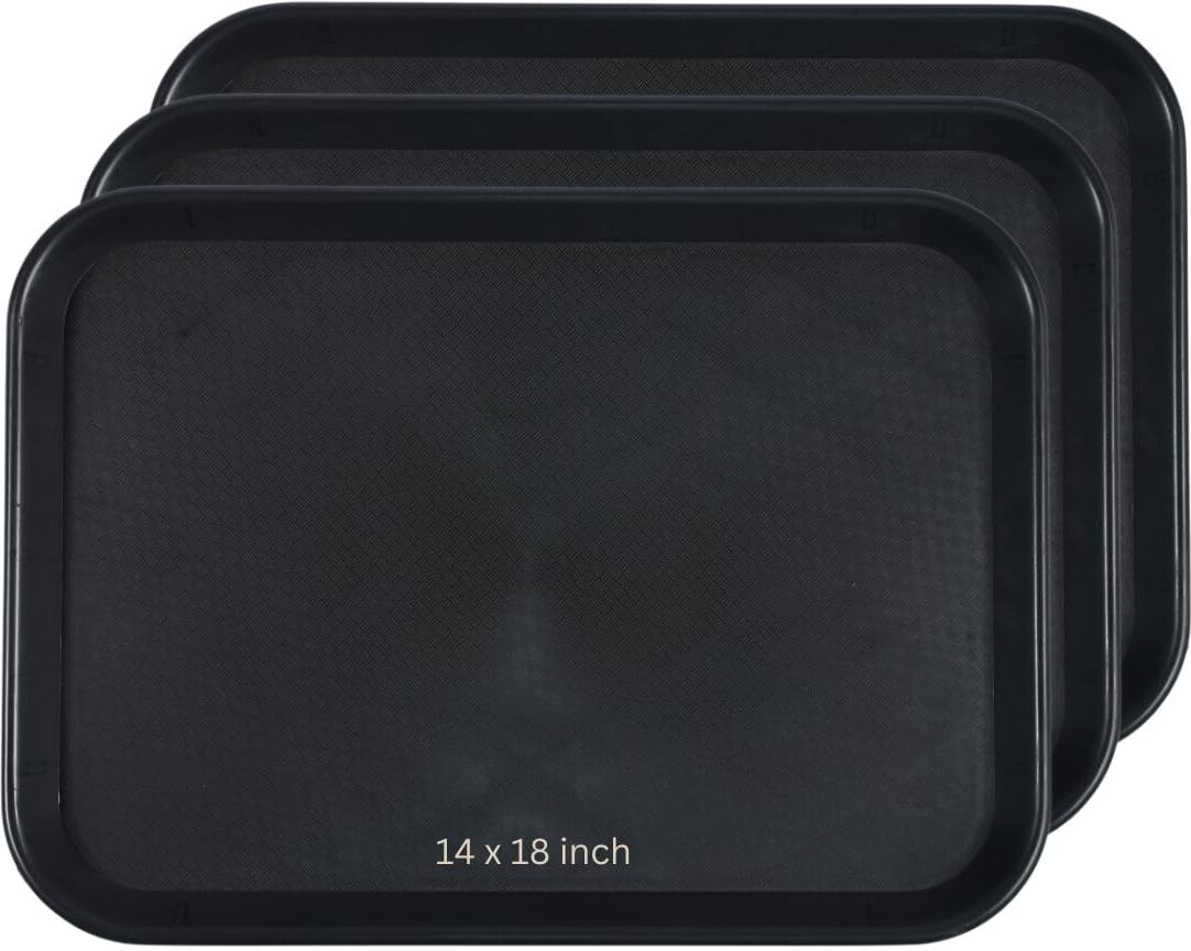 FP Rectangular Food Serving Tray Set Black 14x18 Inch Pack of 3 Tray Serving Set-image-21