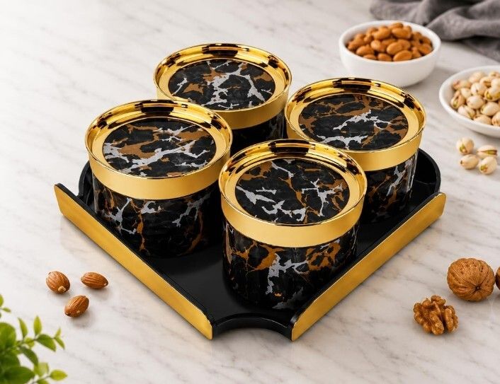 SENSO PHANTOM Dry Fruit Serving Set with Tray 4 Pcs Storage Containers Container, Tray Serving Set-picture-38