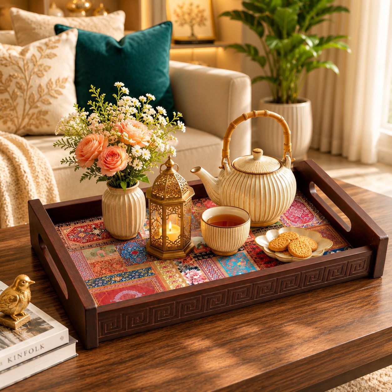 artiswood Premium Persian Patchwork Wooden Serving Tray Tray Serving Set-picture-40