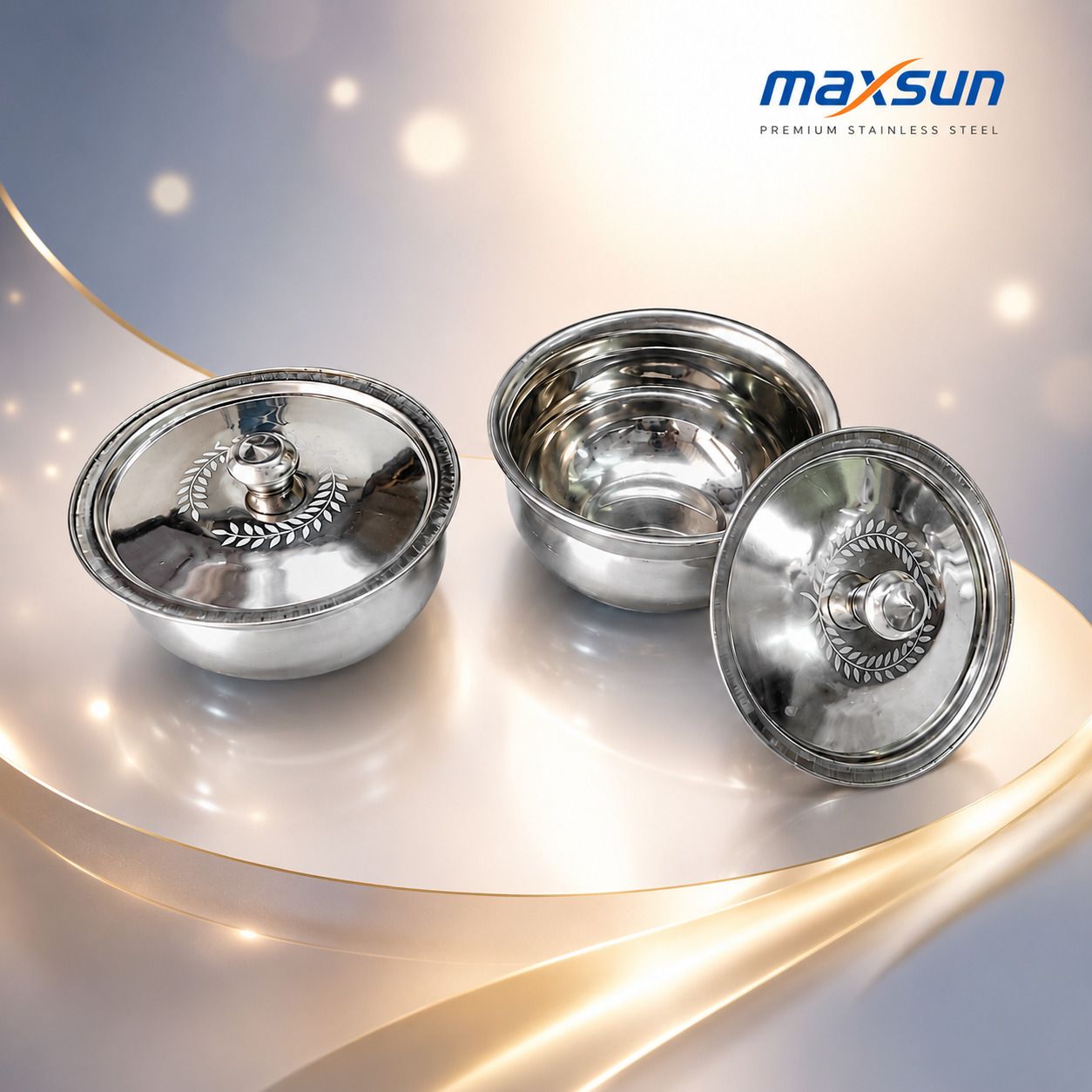 Mirror Finish Steel Bowl 500 ml with Lid for Dining and Kitchen Use Container Serving Set-image-38