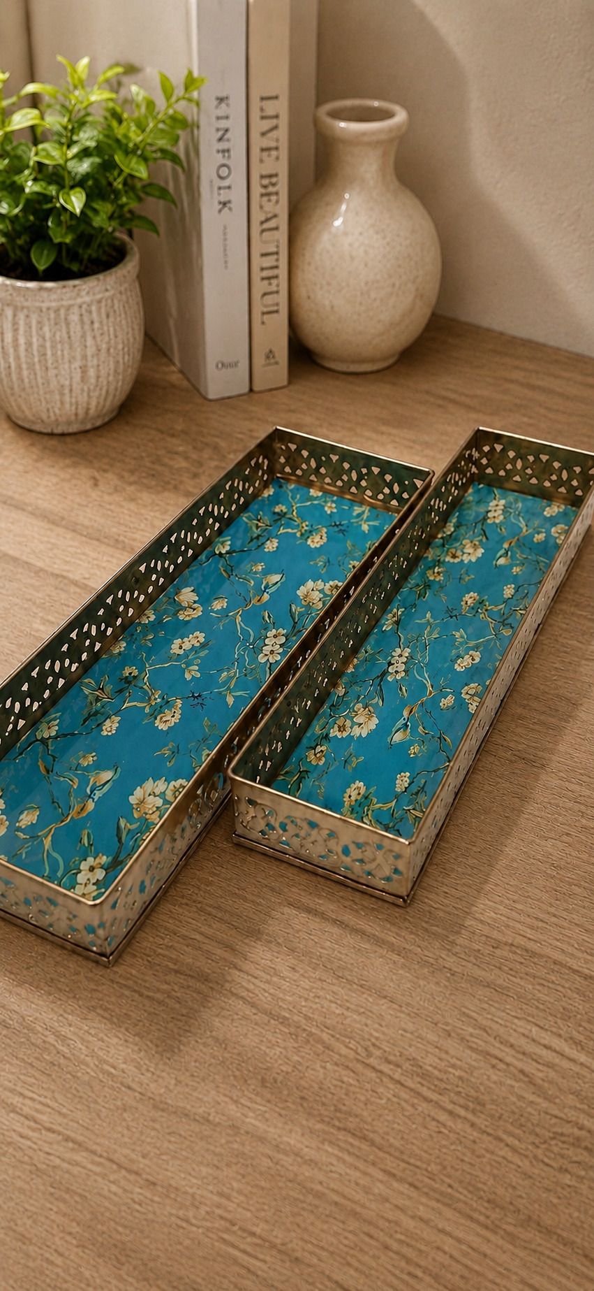 decordreams SET OF 2 TRAY WITH FLOWER PRINT Tray Serving Set-picture-28