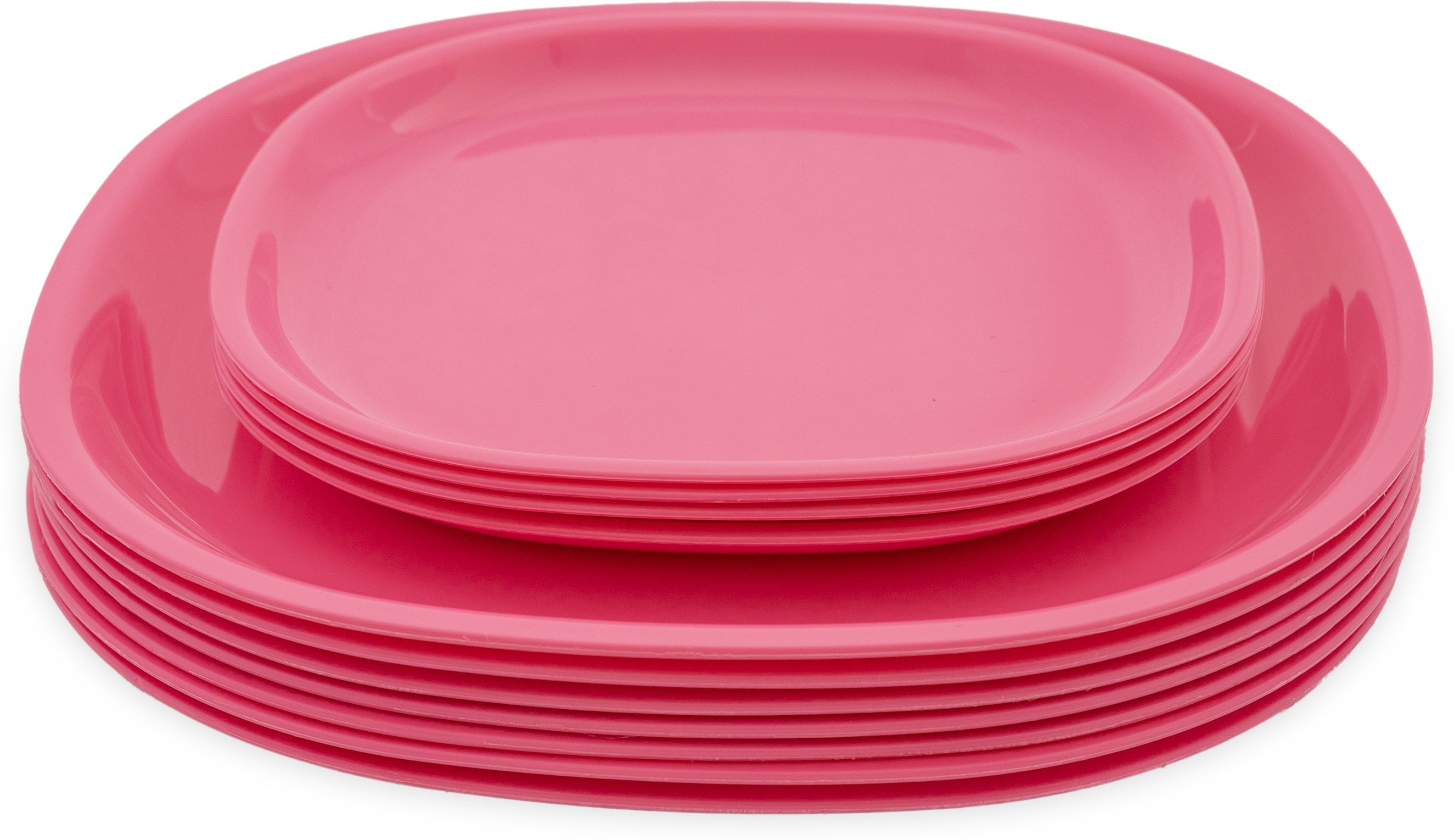 GULAAB PINK 4 Pieces Squre 8 inches Plates/4 Pieces squre 11 inches Plates Rice Plates-image-1
