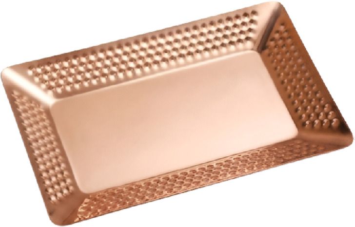Stainless Steel Rectangle Serving Plate Rose Gold Diamond Design Snack Tray Tray-image-46