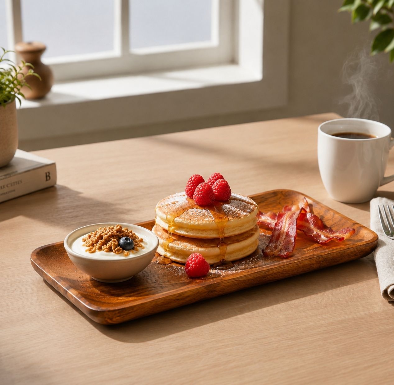 Acacia Wooden Platter for Tea, Coffee & Food Serving Tray Serving Set-image-43