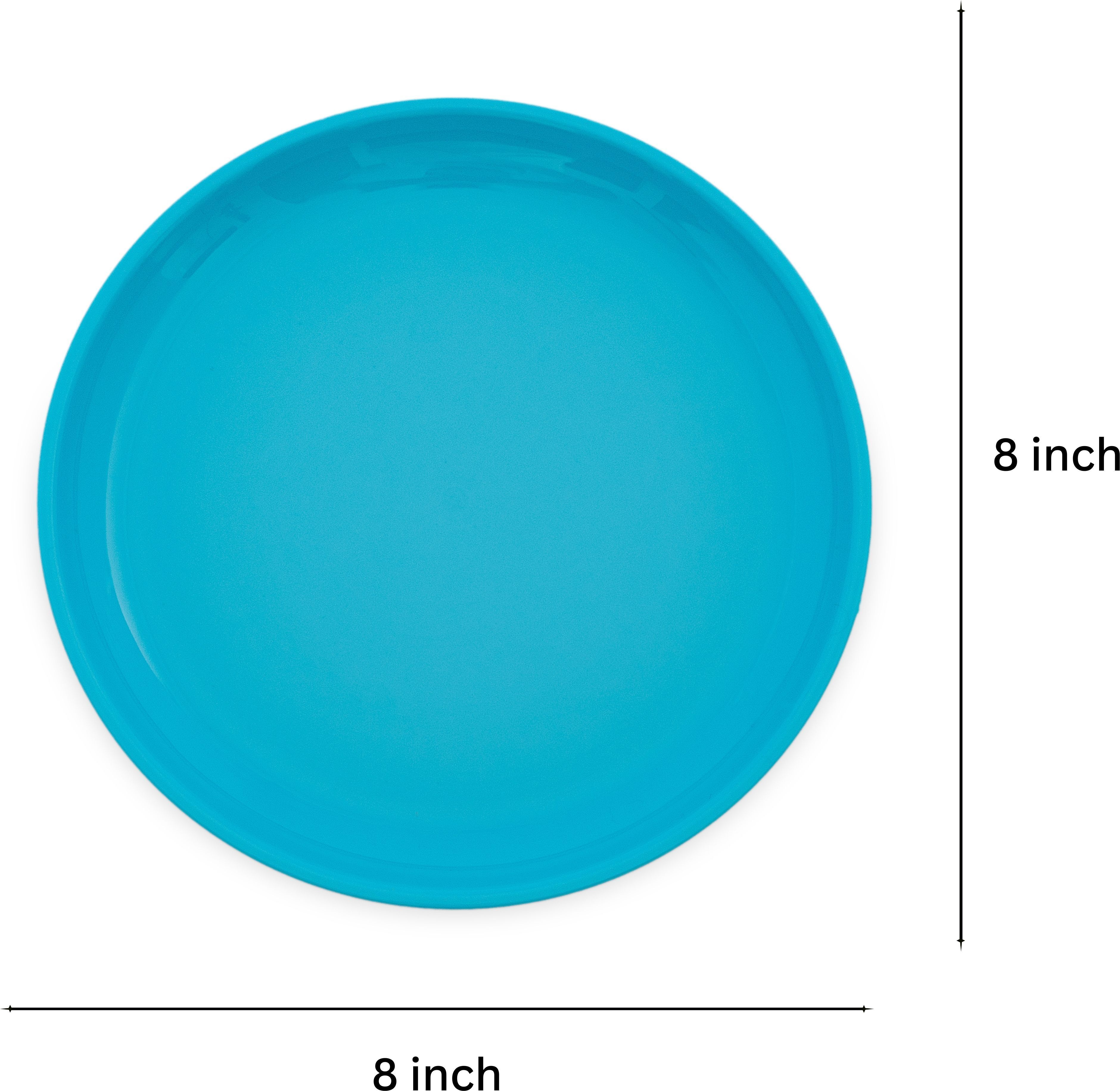 GULAAB' Plastic Plate Sky BLUE -Set Of 06 | Safe Snack FasT Food Quarter Plate-image-1