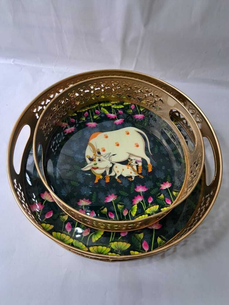 Metal Serving Tray Cow Handle Coffee Tray Serving Set-image-42