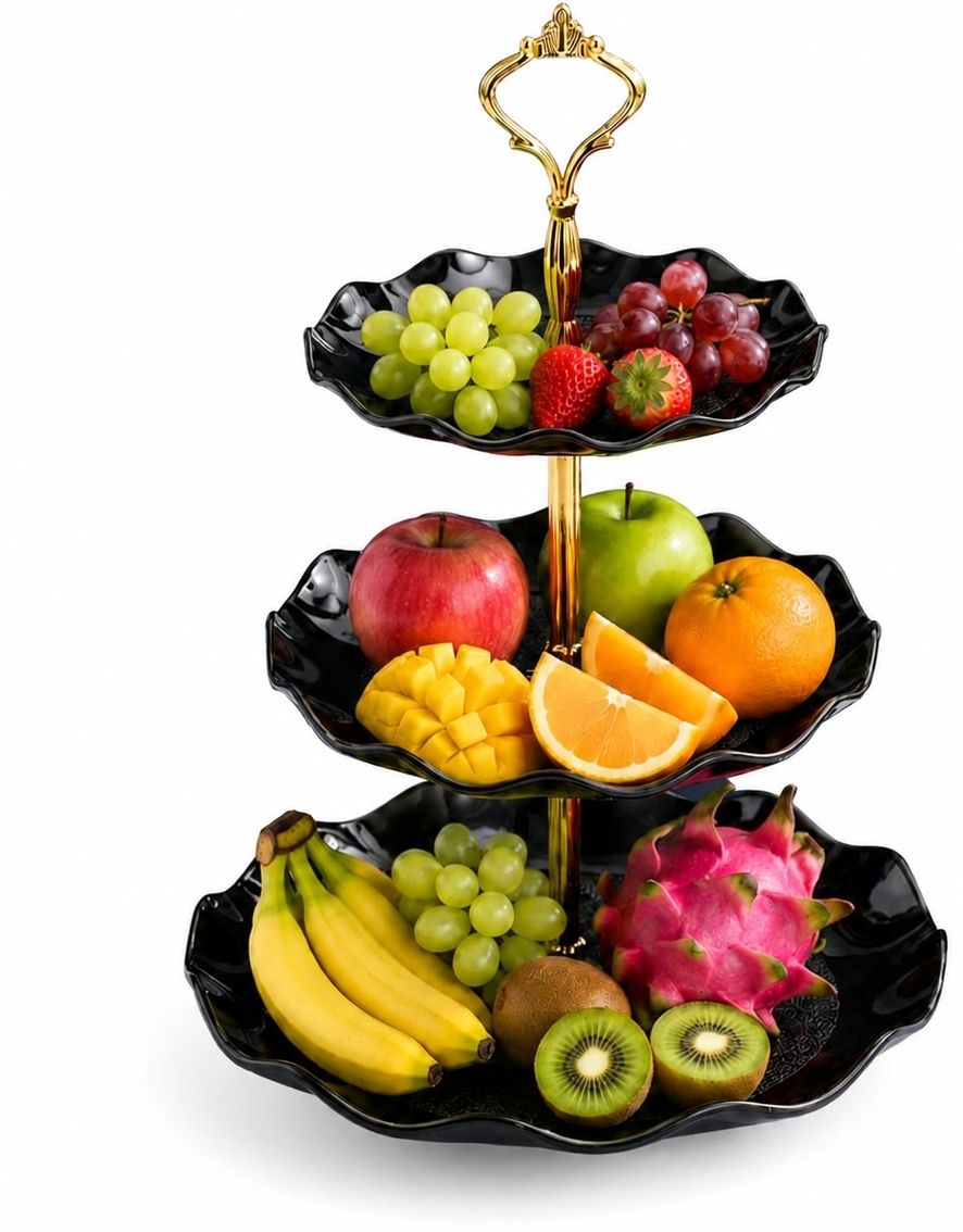 wtech Three Layer Plate Black Tray Serving Set-picture-10