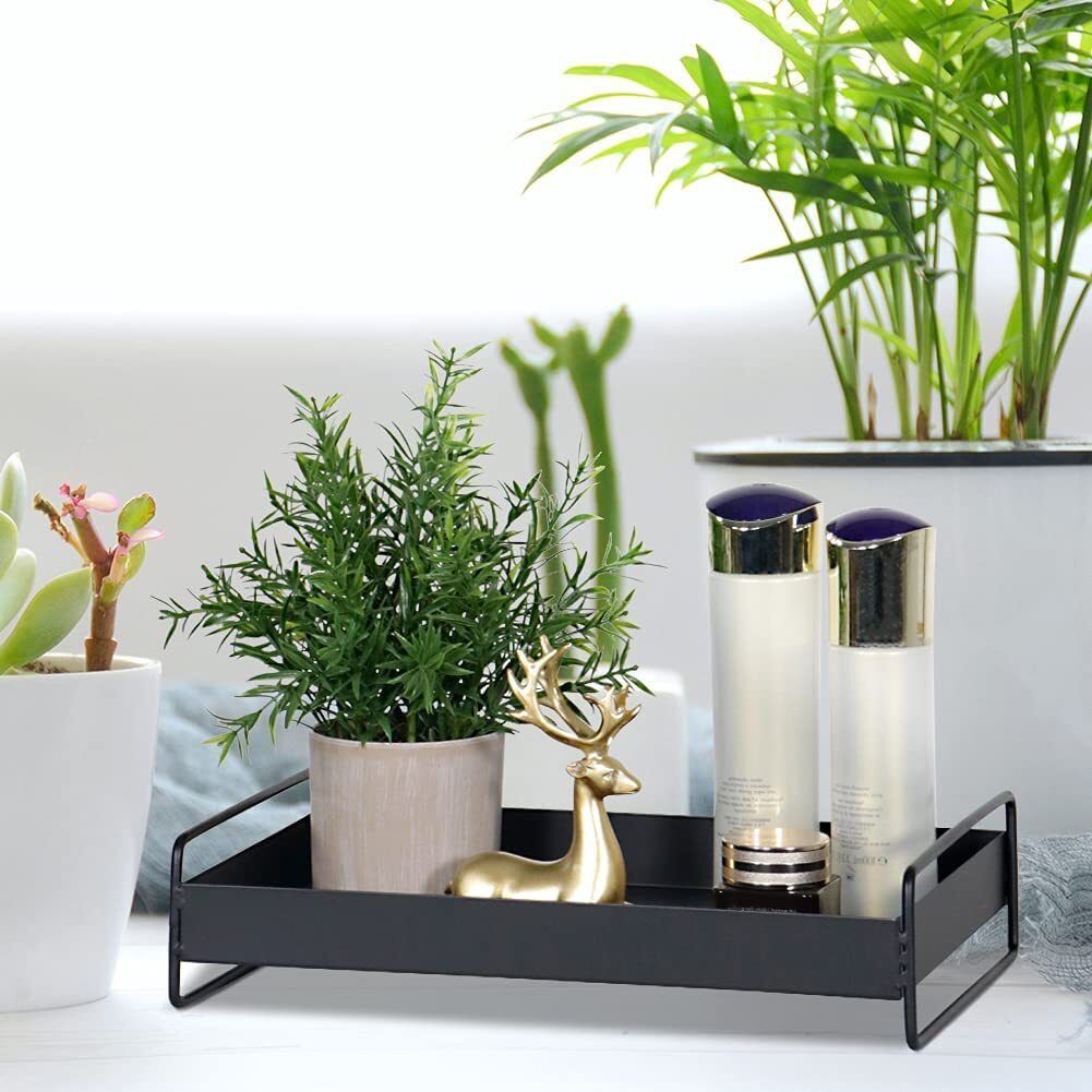 Serving Tray with Handles | Rectangular Decorative Tea & Coffee tray for Kitchen Tray Serving Set-image-11