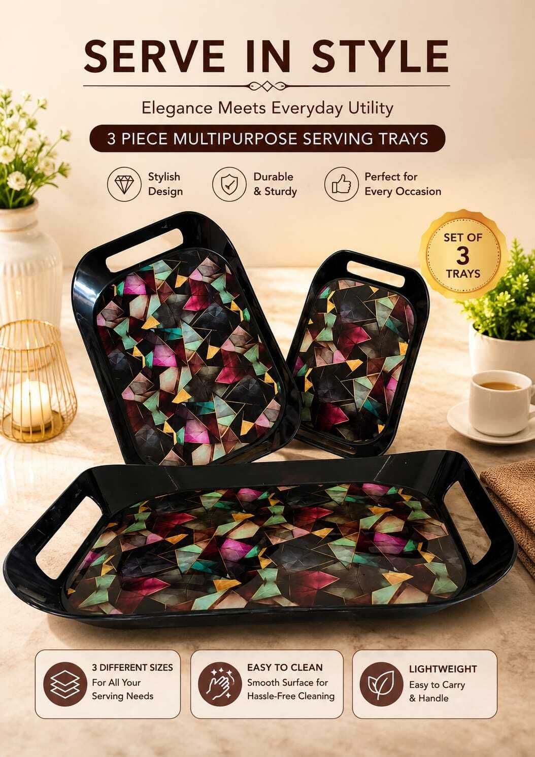 Luxury Crystal Designer Multipurpose Serving Tray Tray Serving Set-image-17