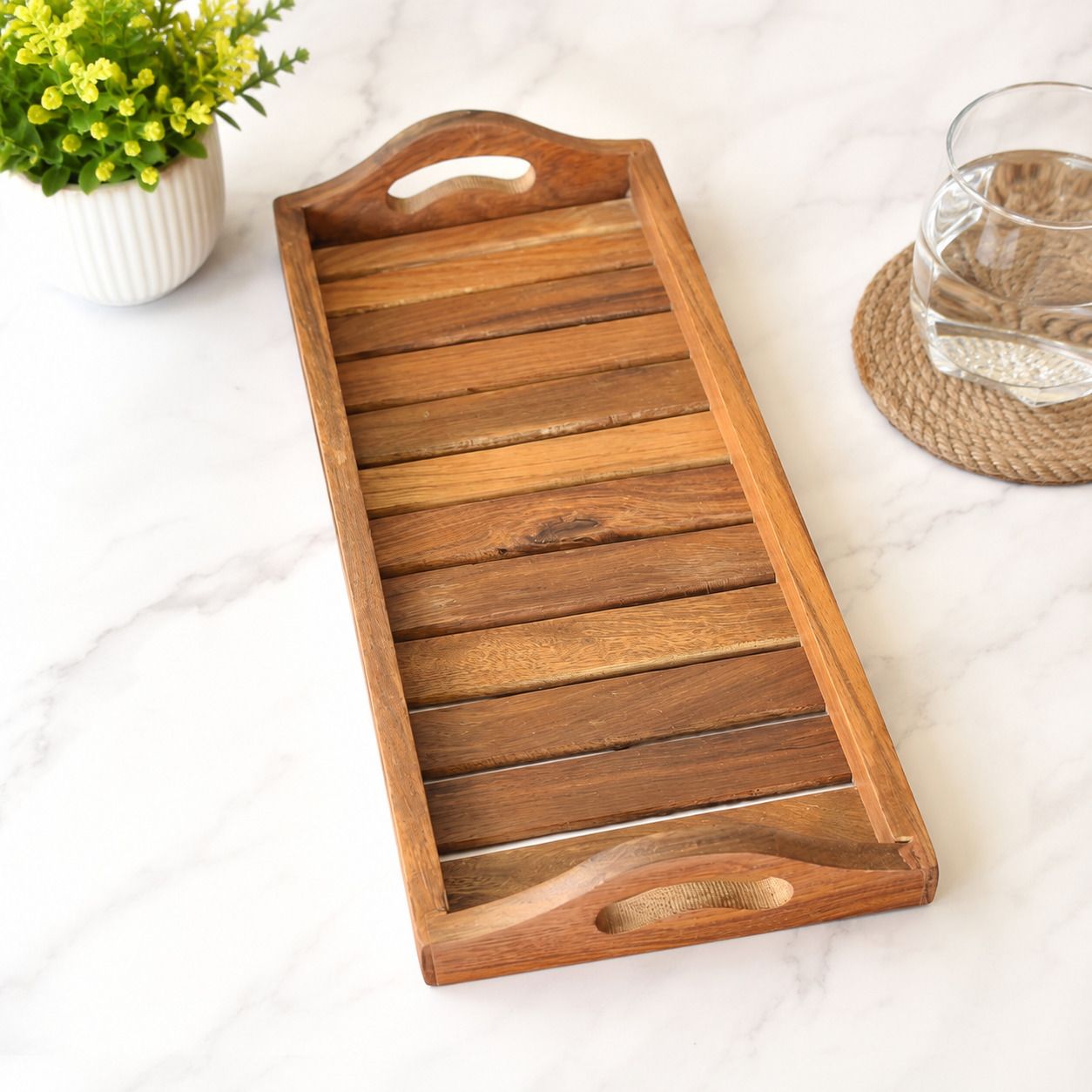 haniyawood Wooden Serving Tray with Handles , Rectangular Breakfast & Tea Serving Tray Dish Serving Set-picture-40