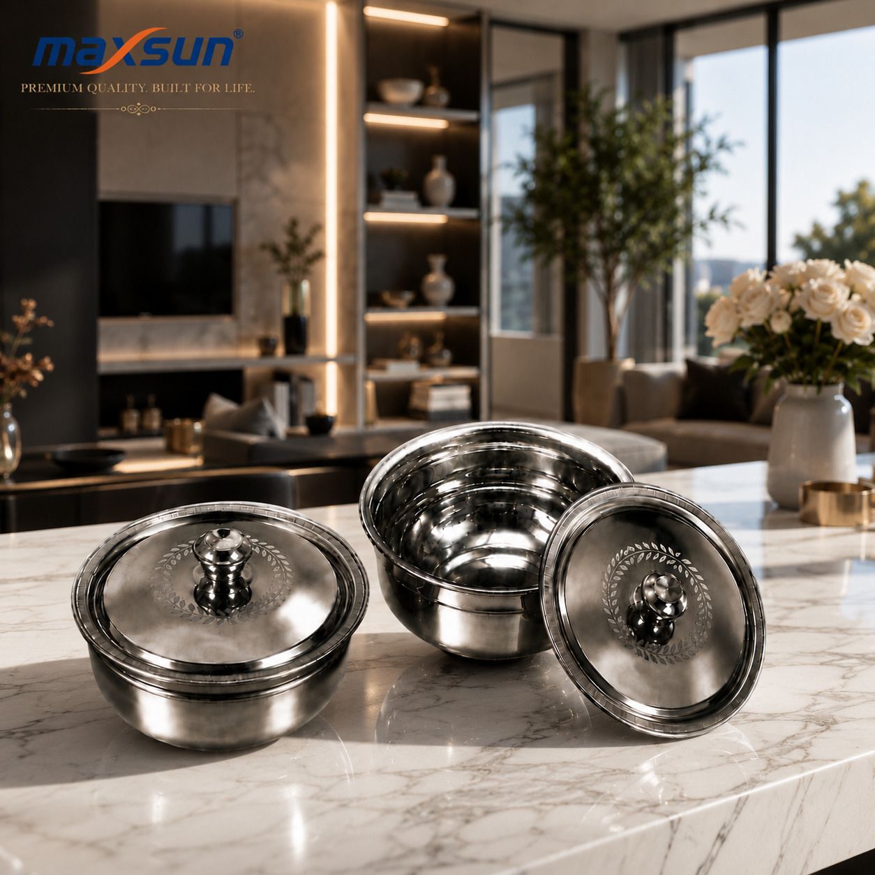 Utility Serving Bowl 500 ml Stainless Steel with Lid for Home Kitchen Container Serving Set-image-20