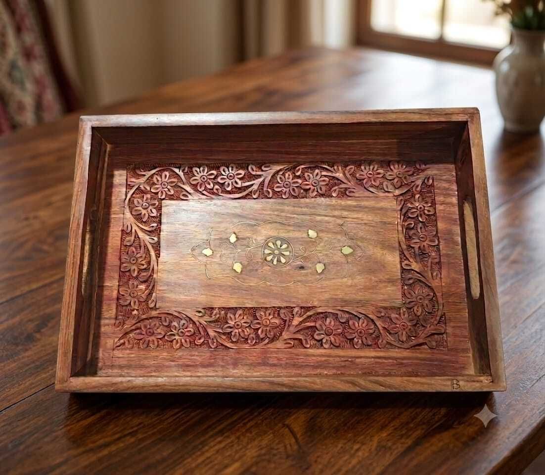 wooden tray, serving tray, wooden serving tray, decorative tray, Tray Serving Set-image-27